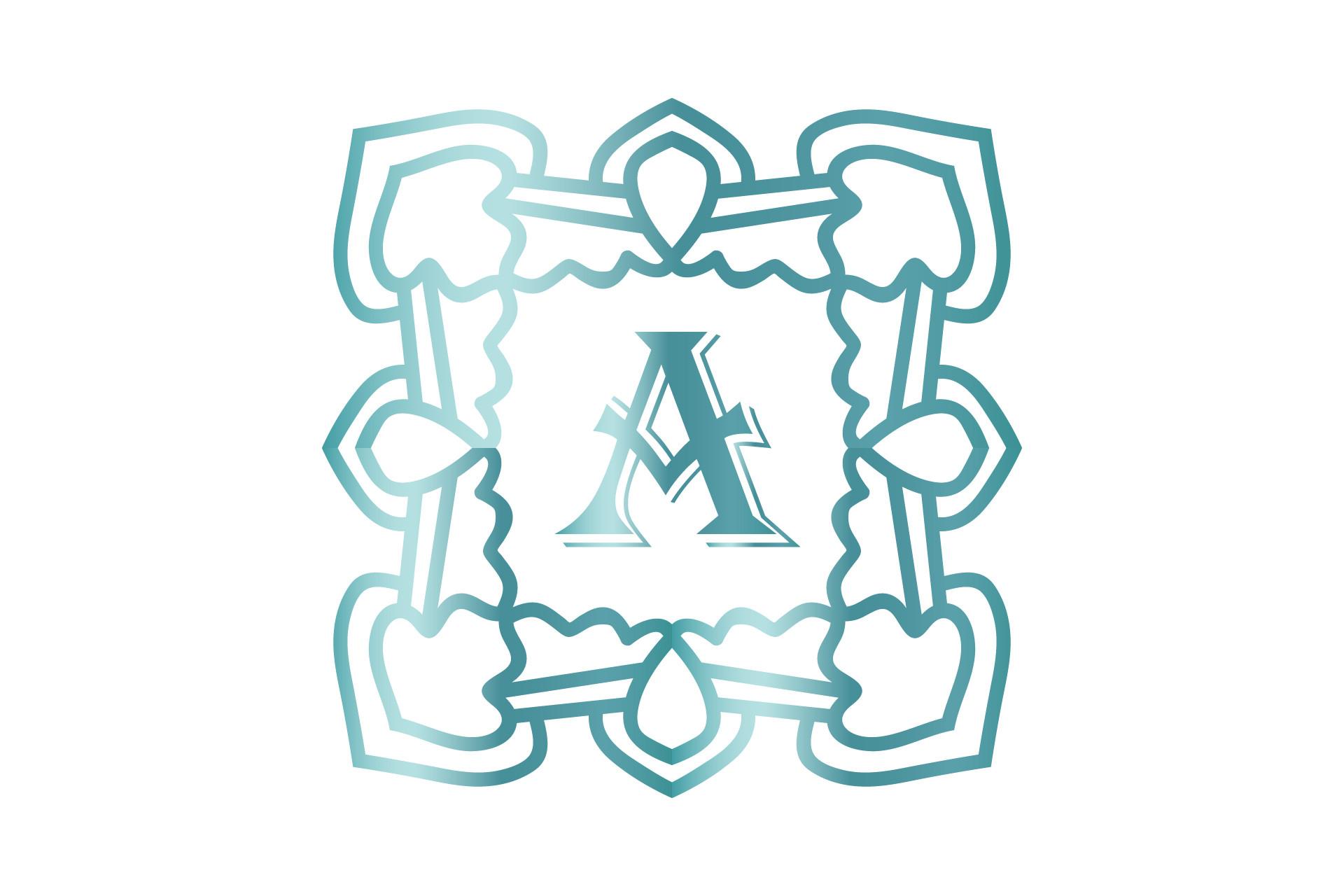 Monogram Gradient Line Illustration Art