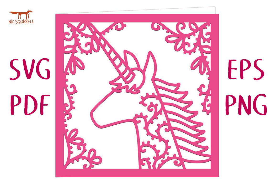 Unicorn Greetings Card SVG Cut File