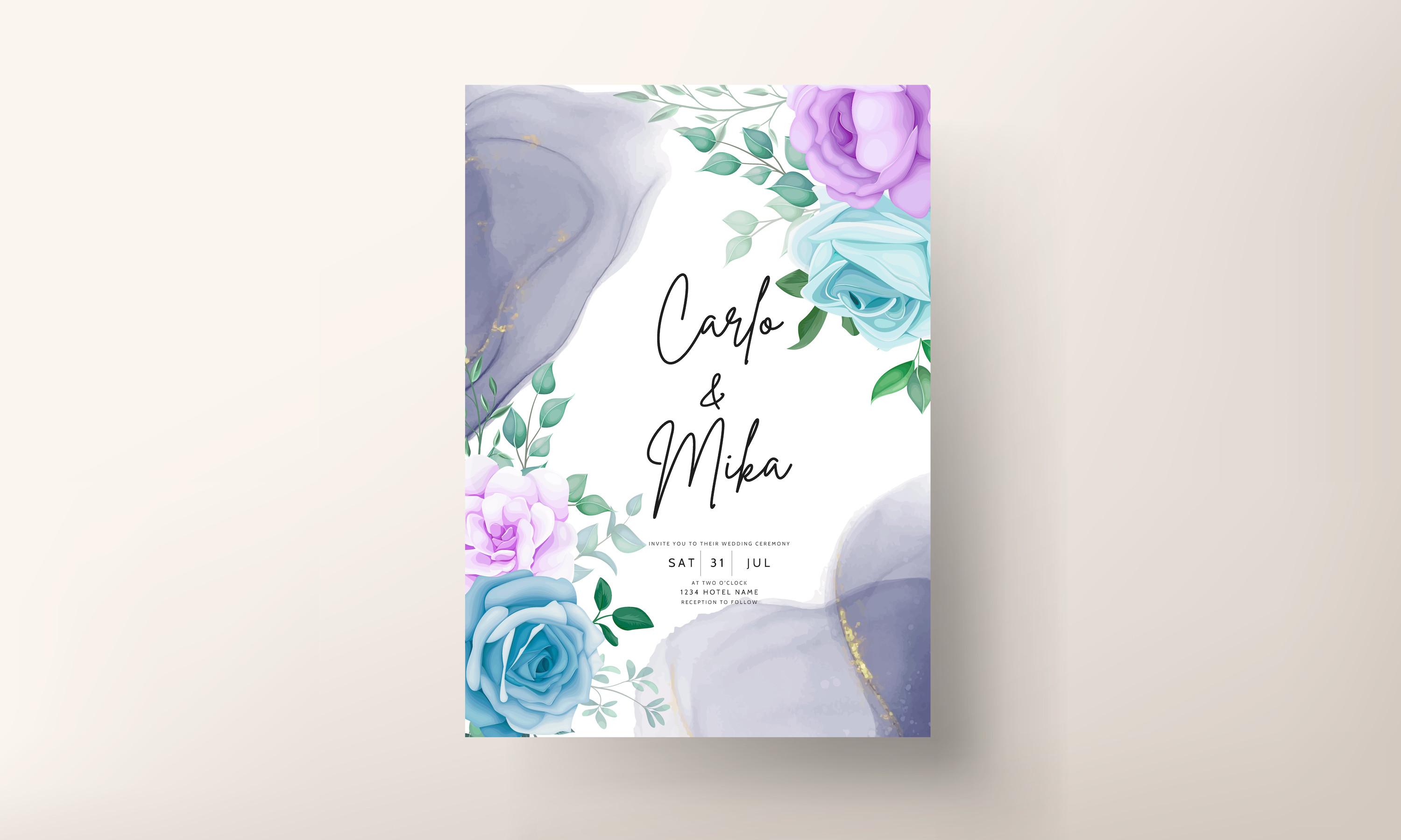 Beautiful Flower and Leaves Invitation