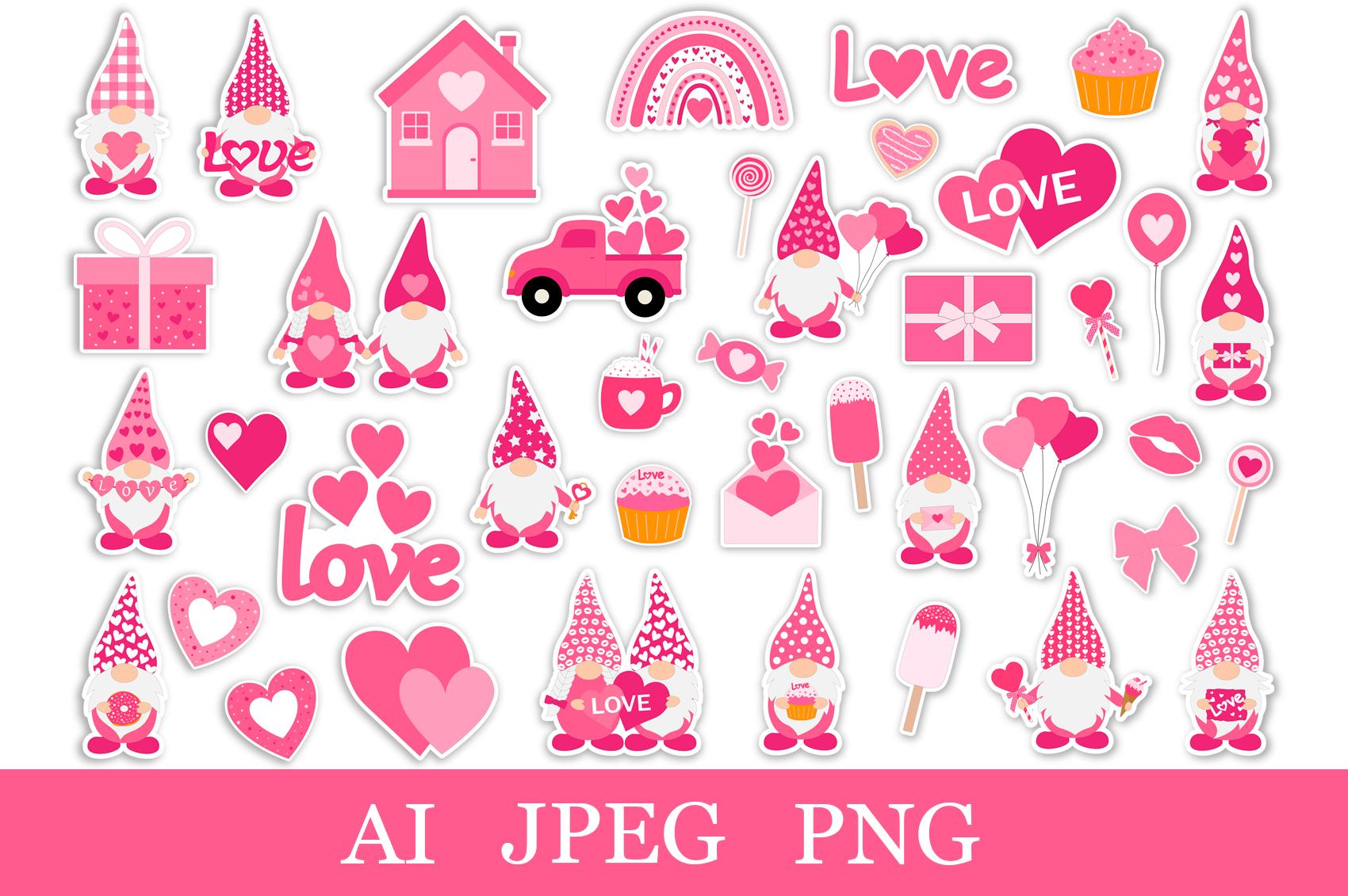 Valentine's Gnomes Stickers Bundle