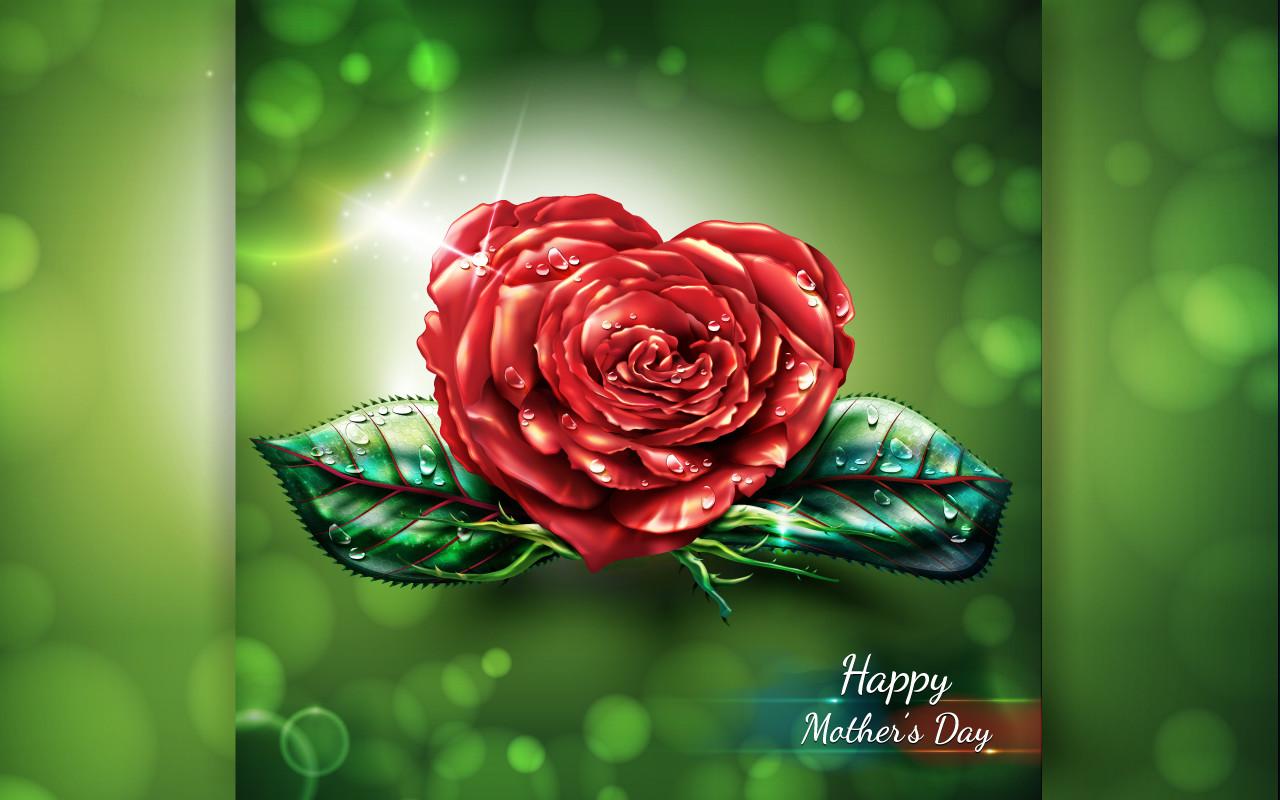 Happy Mothers Day with Realistic Red Ros