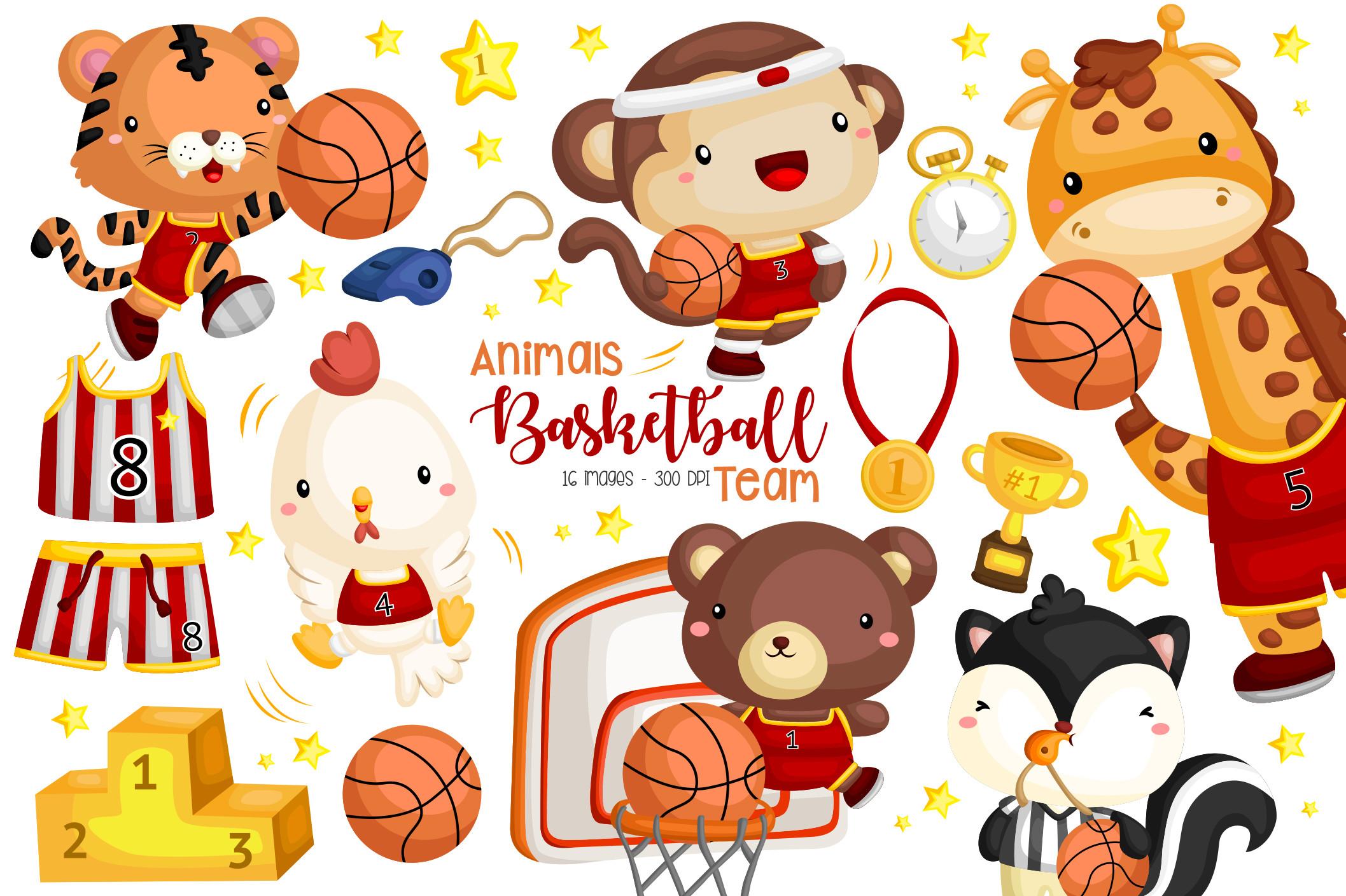Animal Playing Basketball Clipart