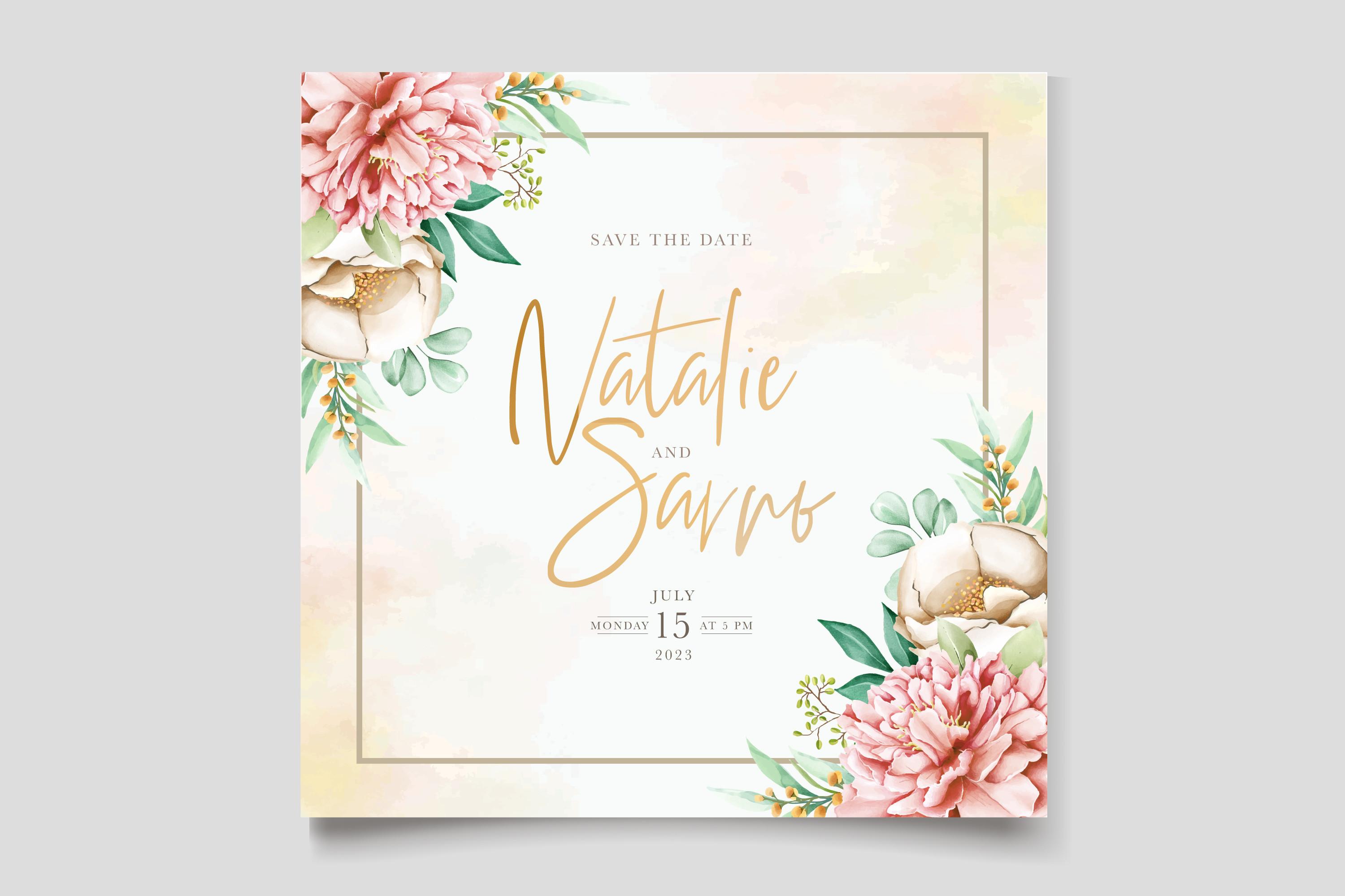 Peonies Watercolor Wedding Card Set