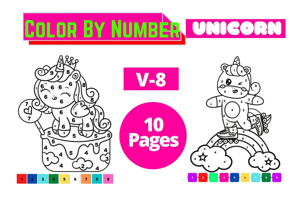 Color by Number Unicorn 10 Pages V-8