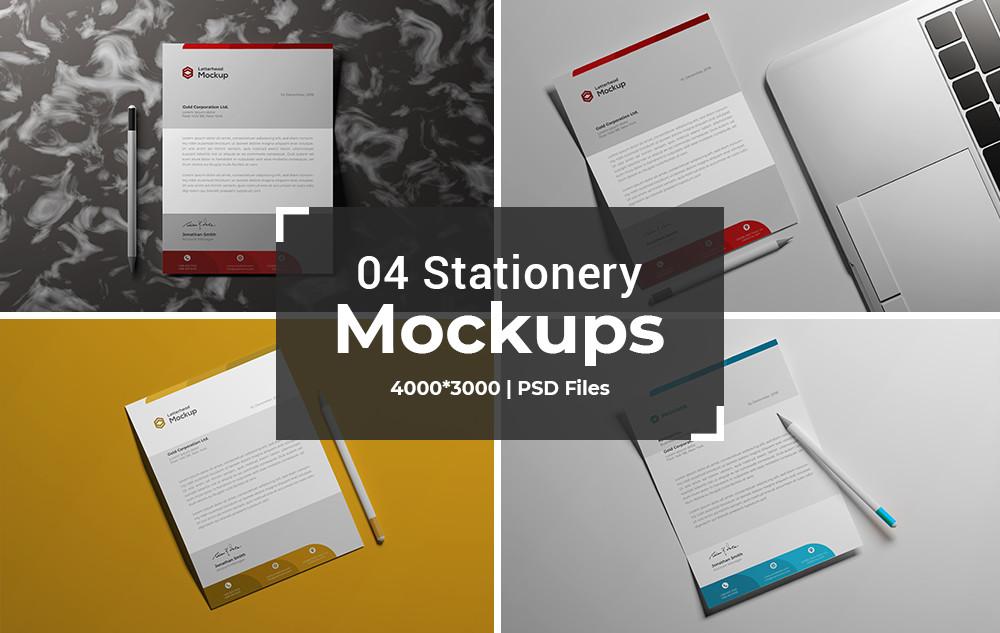 04 Top View Letterhead Mockups