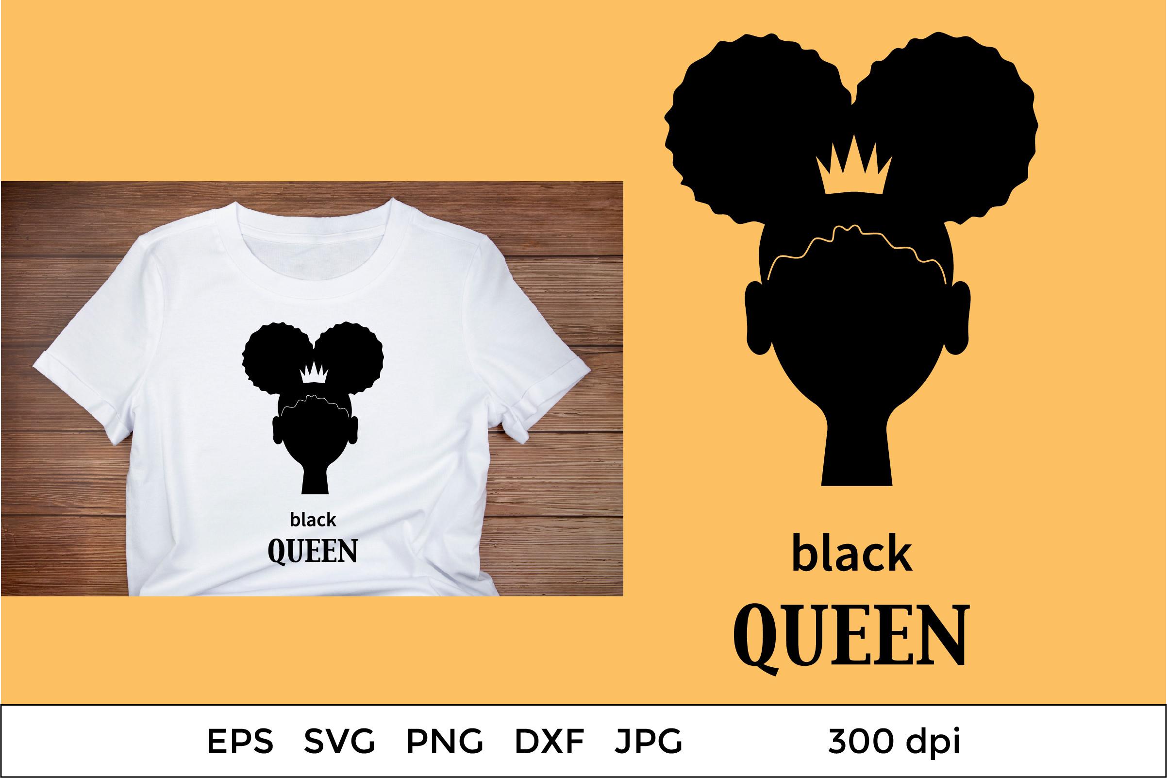 Black Queen SVG. Two Puffs Hairstyles.