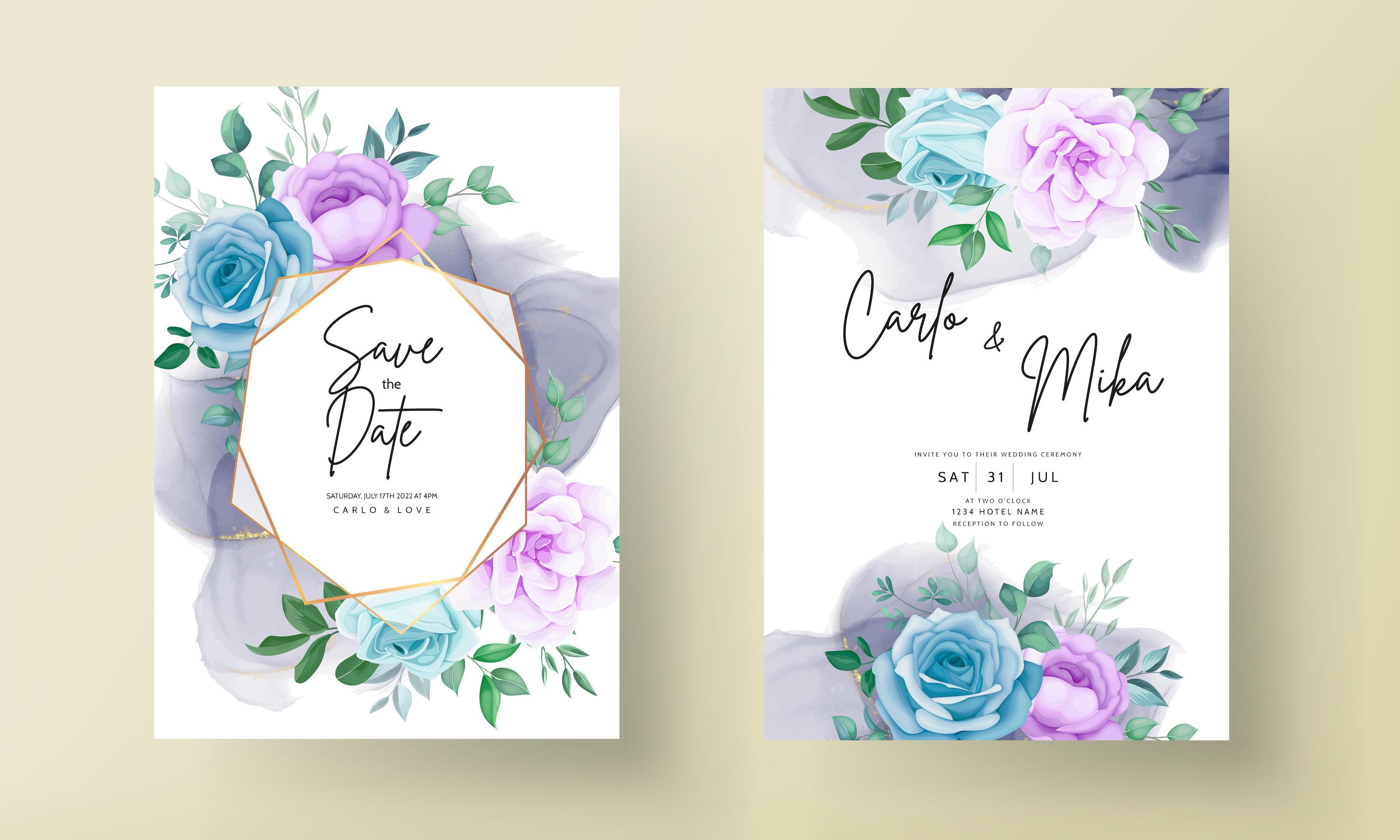 Beautiful Flower and Leaves Invitation