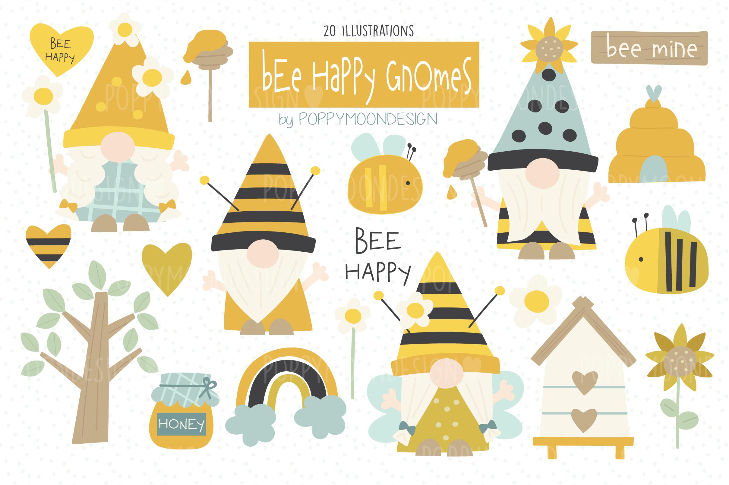 Bee Happy Gnomes Clipart Set