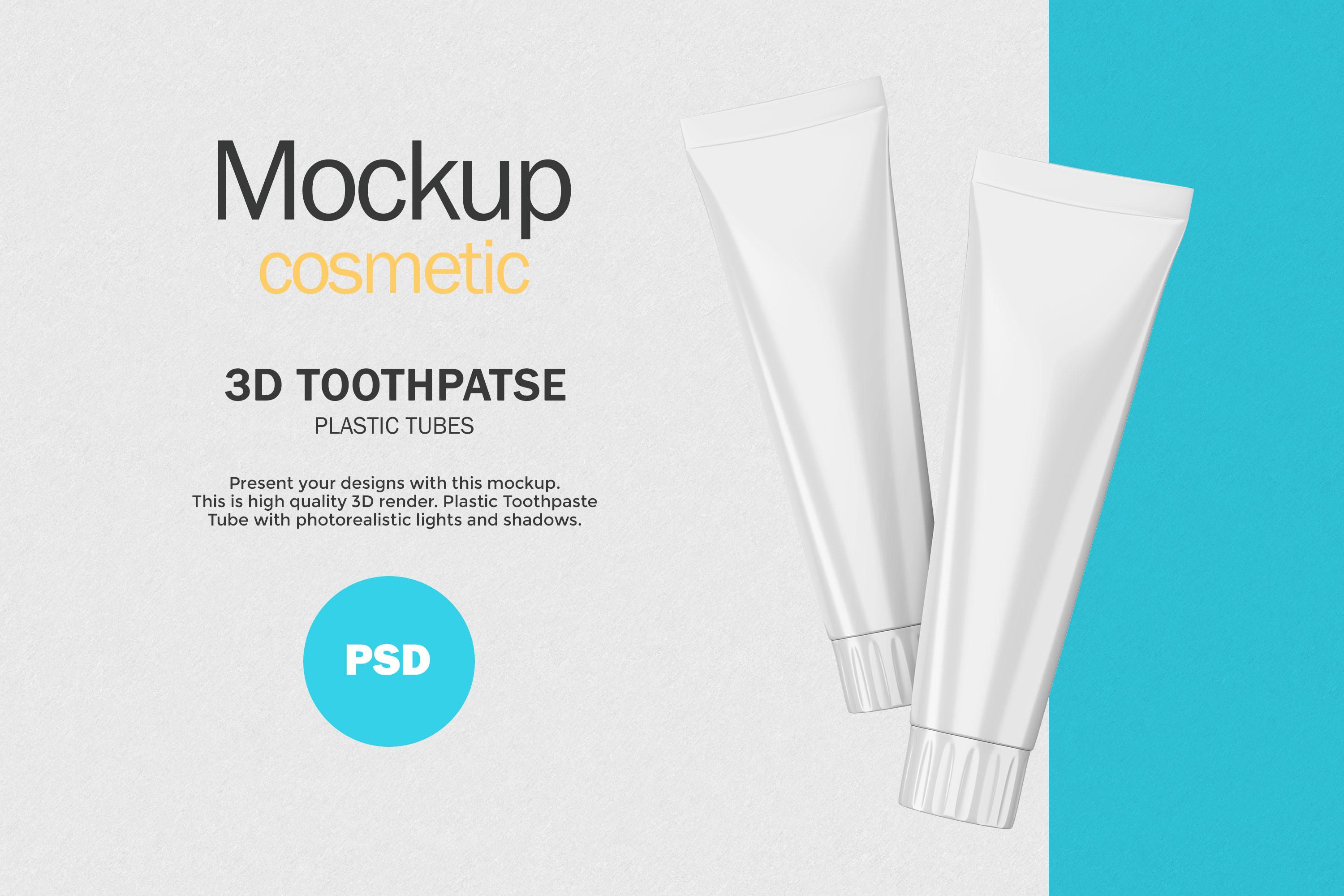 3D Plastic Toothpaste Tubes - PSD Mockup