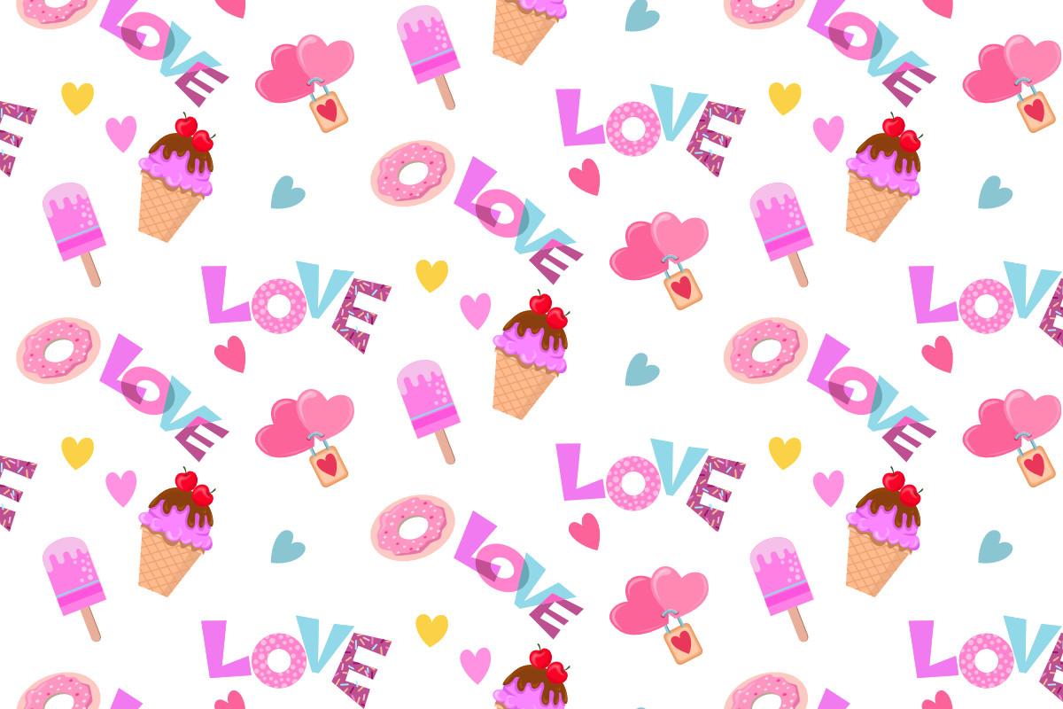 Cute Heart Shape with Cup Cake Pattern.