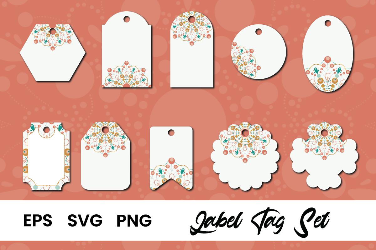 Tag Label Set with Mandala Design