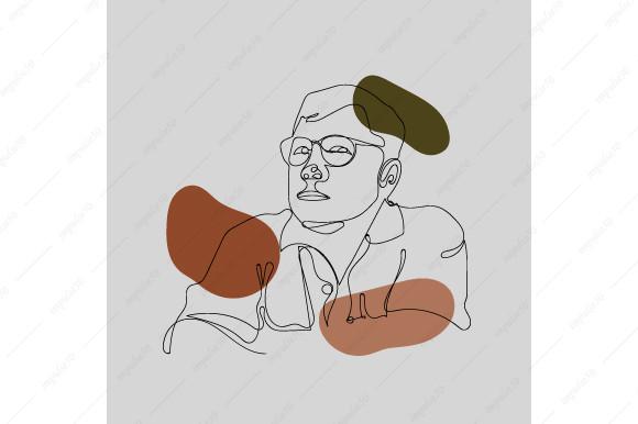 Abstract Men Face Drawing Illustration