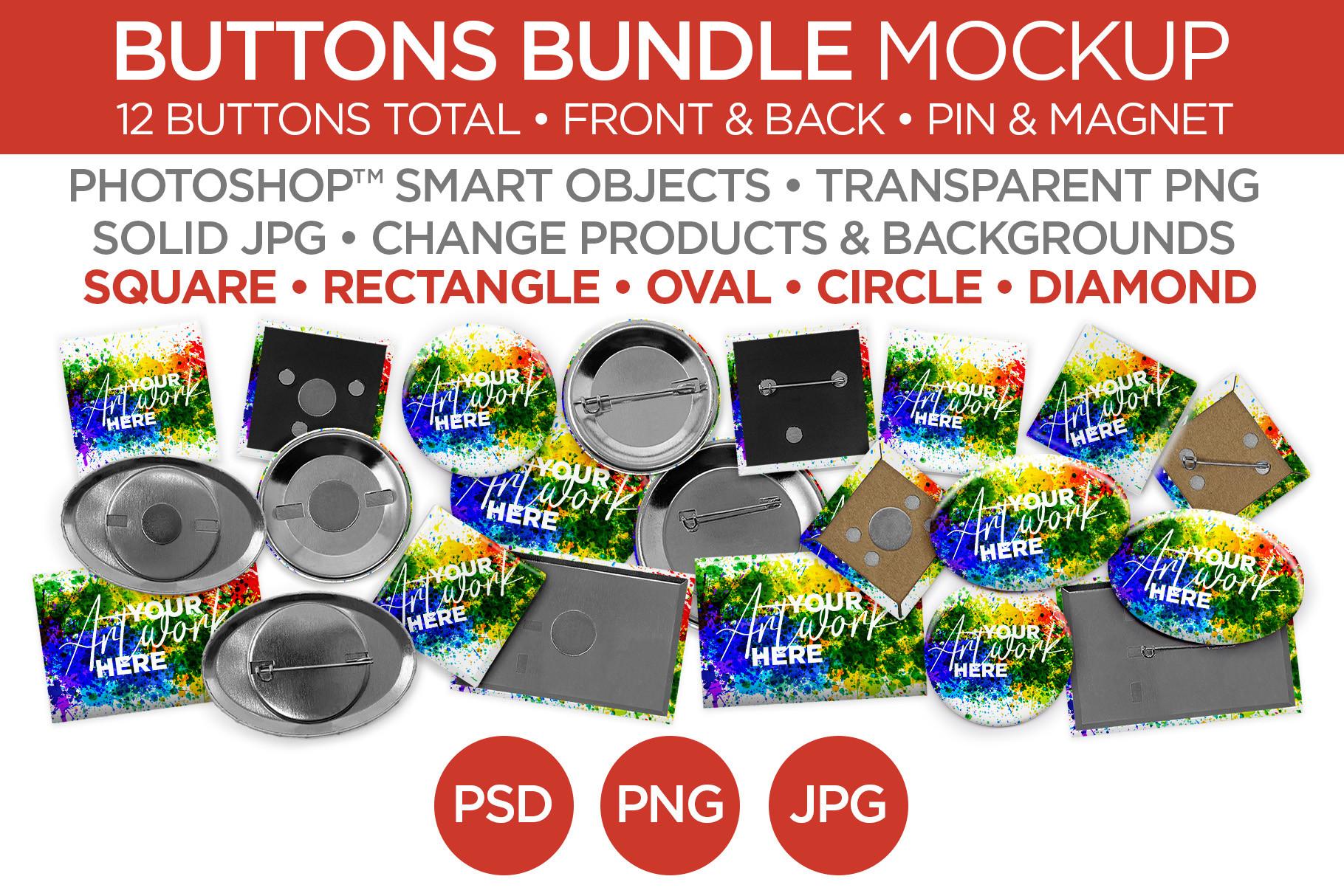 Buttons Bundle Mockups & Templates