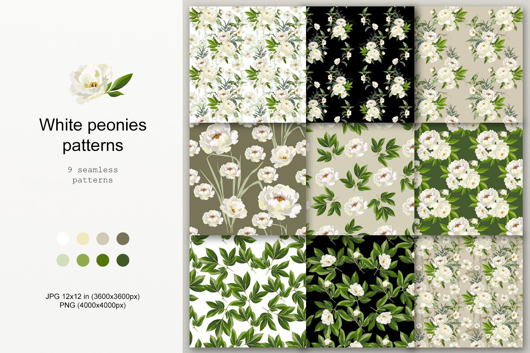 White Peonies Patterns