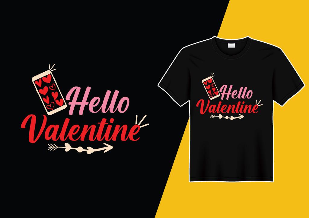 Hello Valentine T-shirt Design