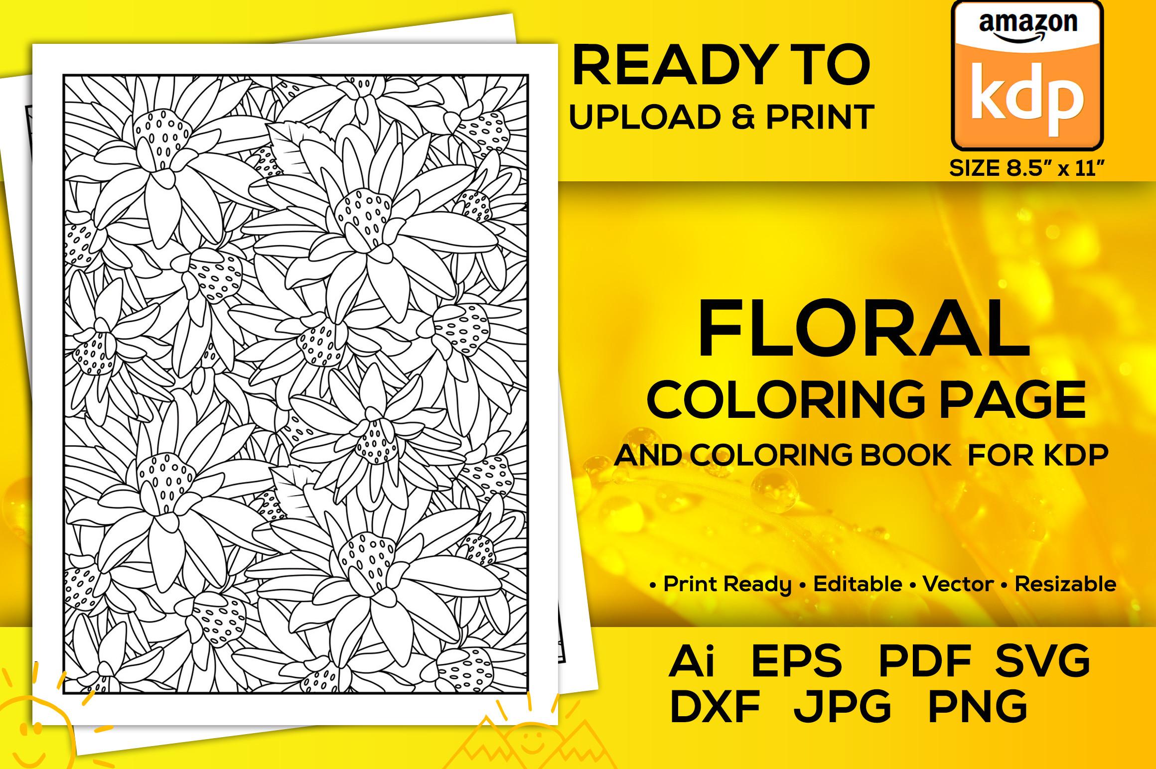 Floral Coloring Page for Coloring Book