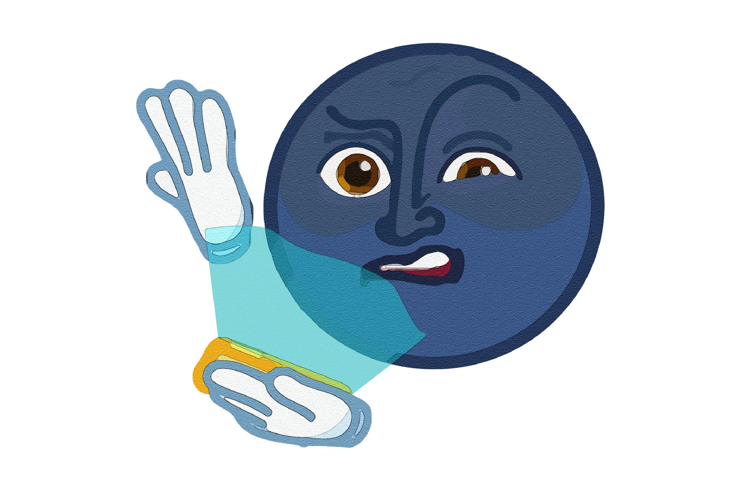 Watercolor Effect Moon Cartoon