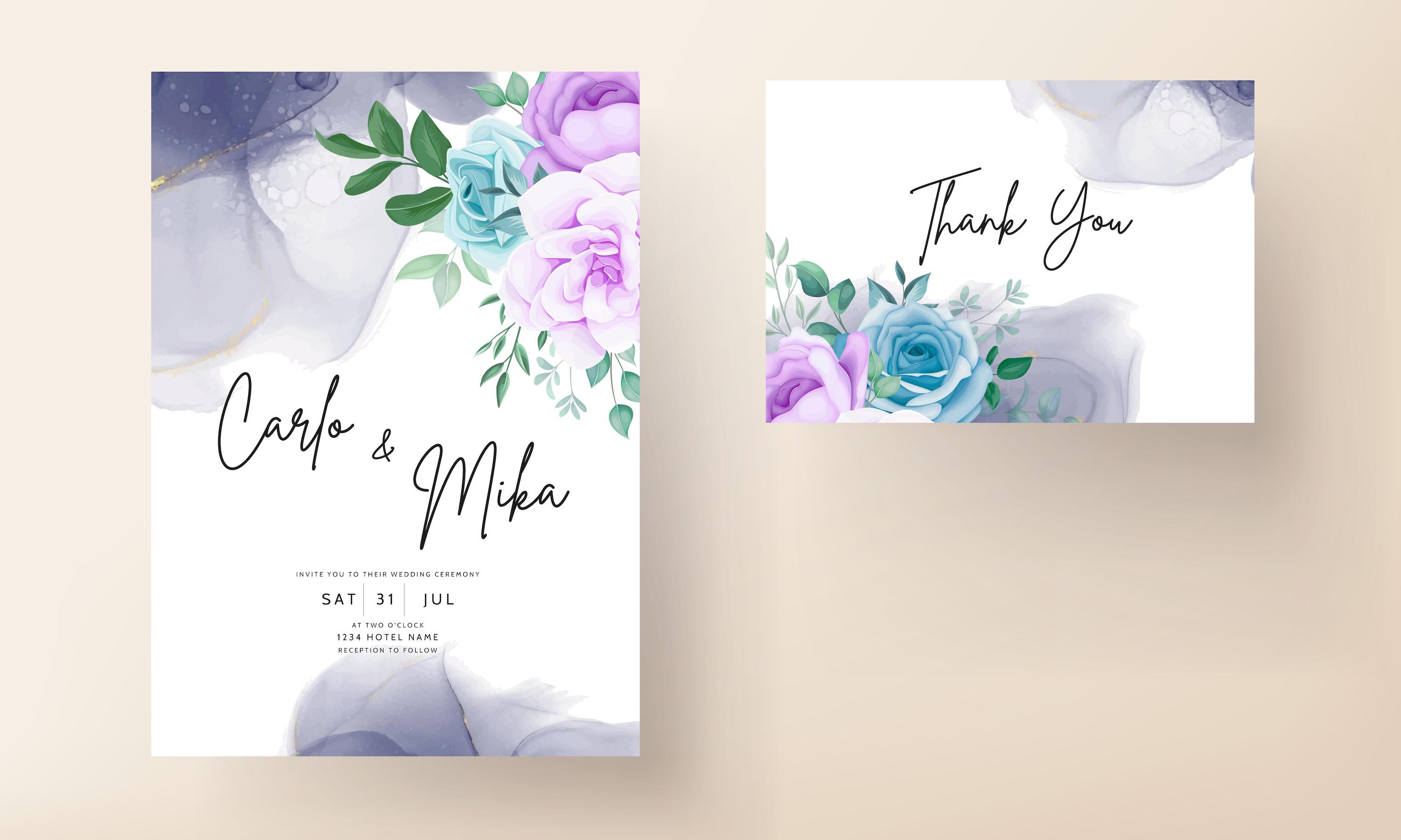 Beautiful Flower and Leaves Invitation