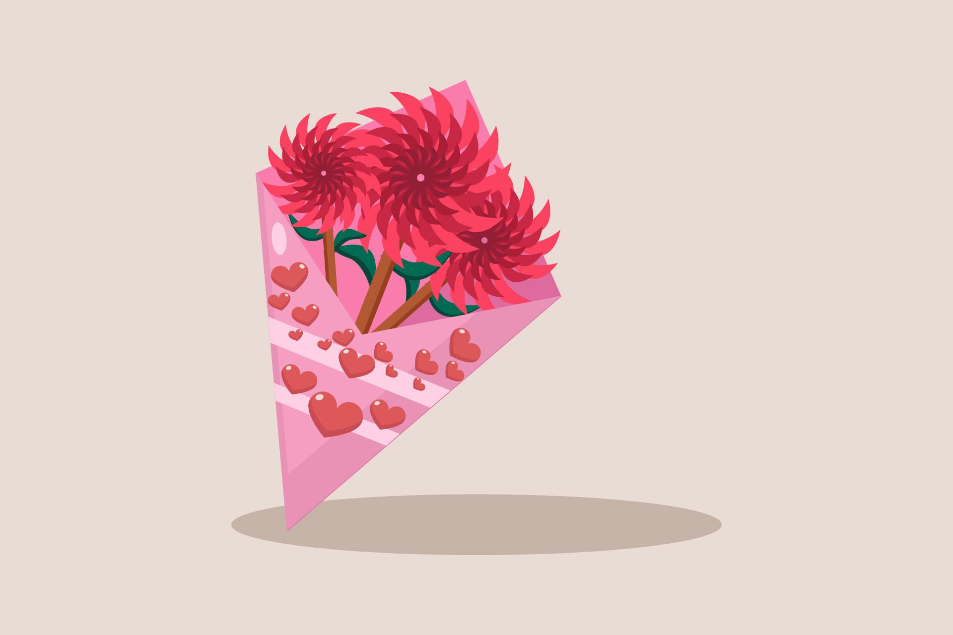 Valentine's Flower Bouquet with Love