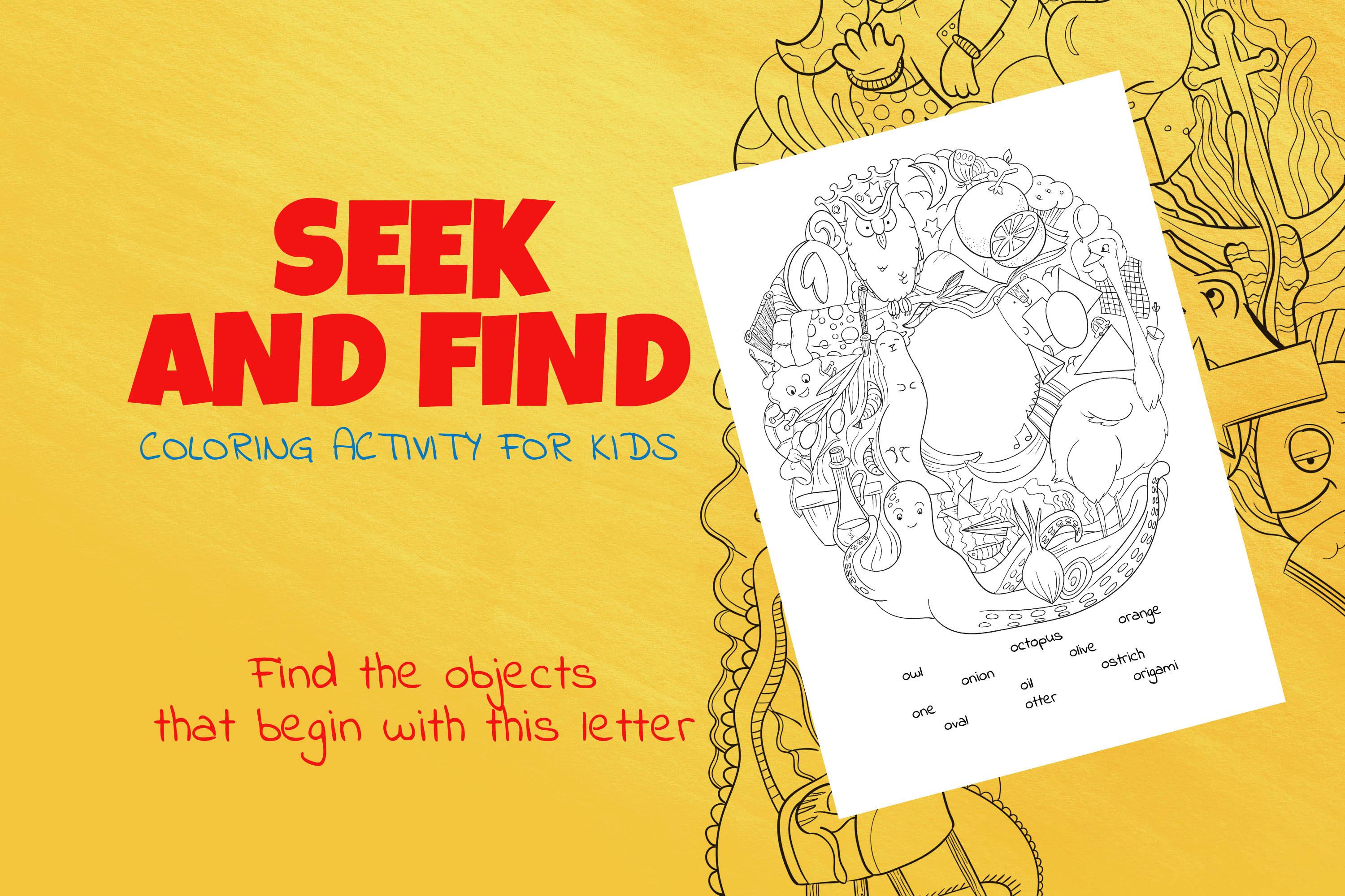 Letter O Look and Find Coloring Page