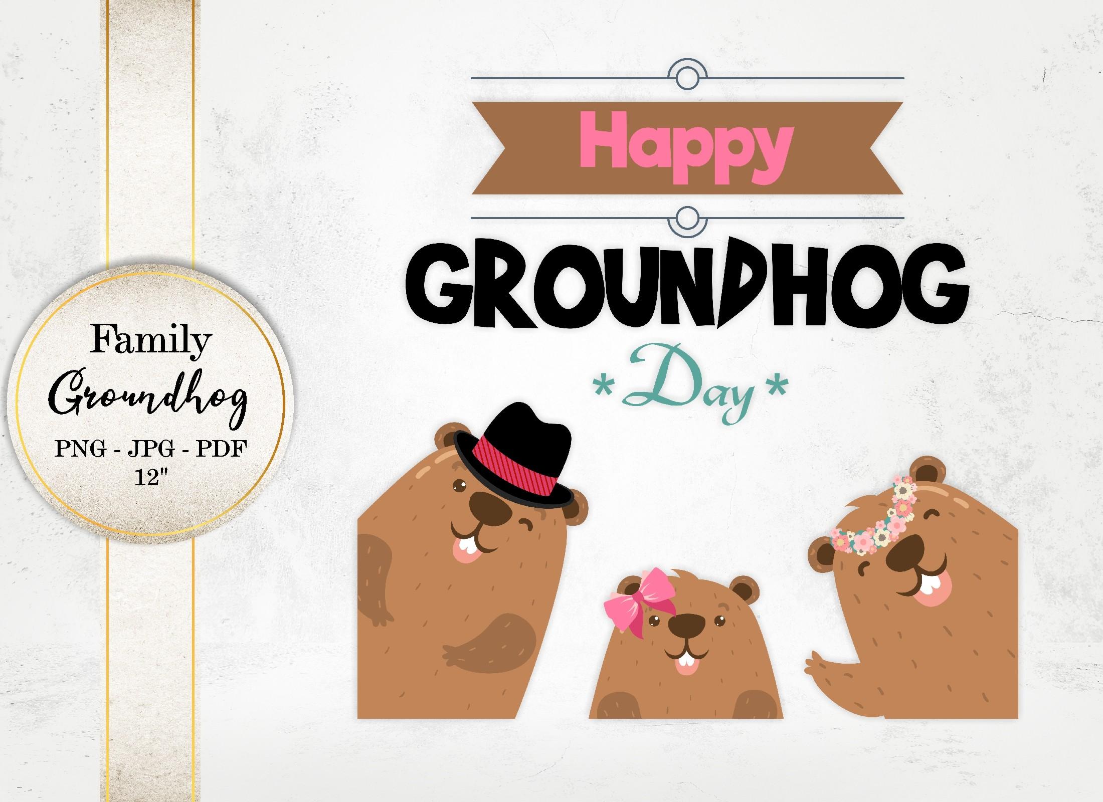 Family Groundhog Clipart