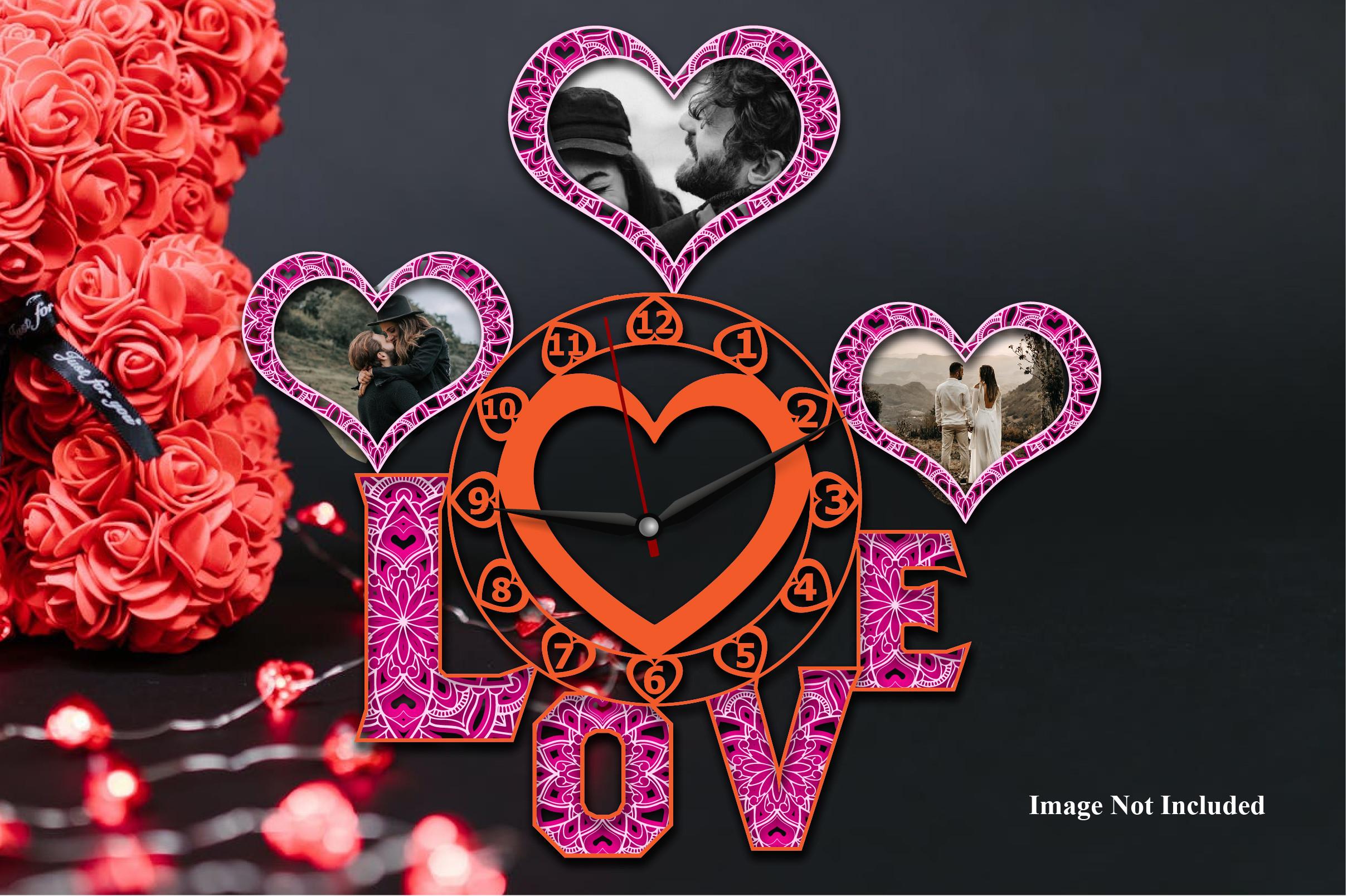 Valentine 3d Wall Clock Laser Cut