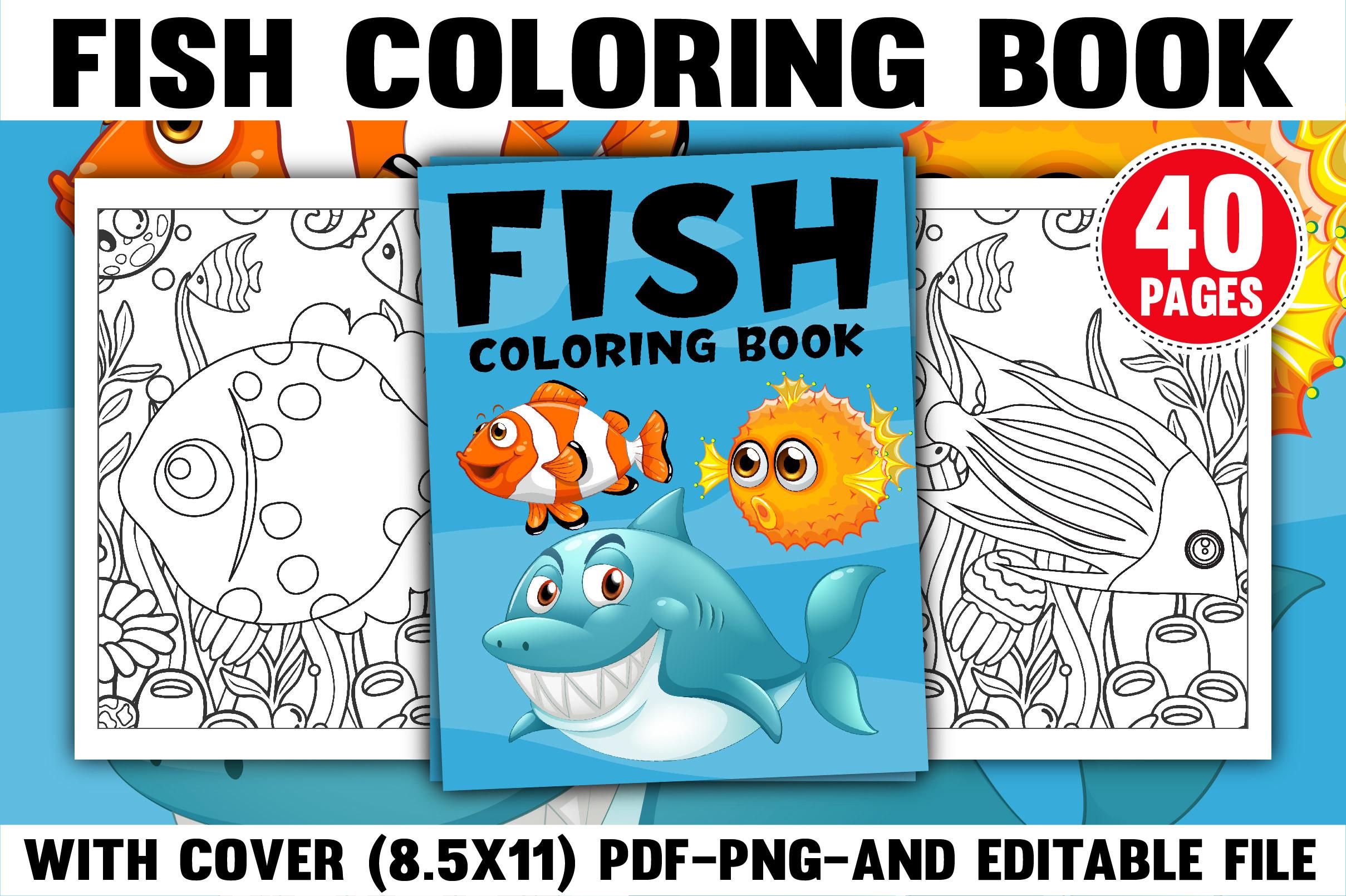 Fish Coloring Book with Cover Design