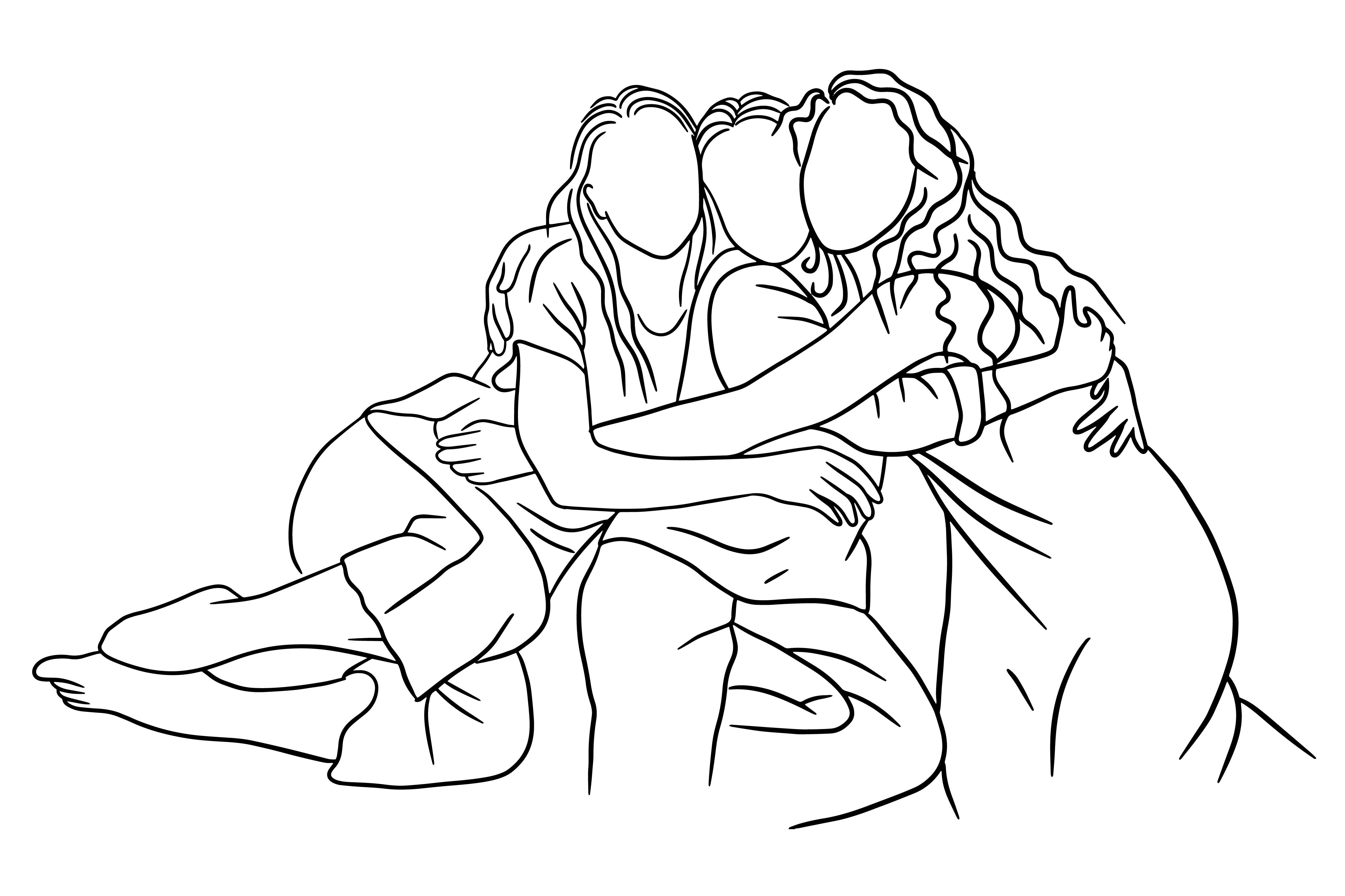 Line Art Happy Girl Friendship