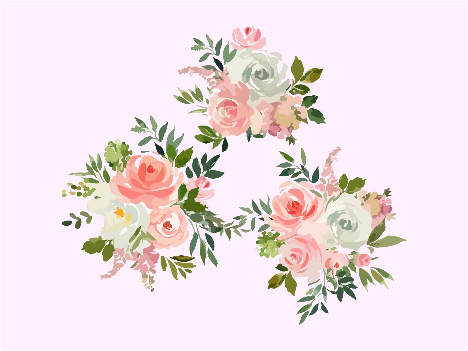 Watercolor Floral Clipart Vector Design