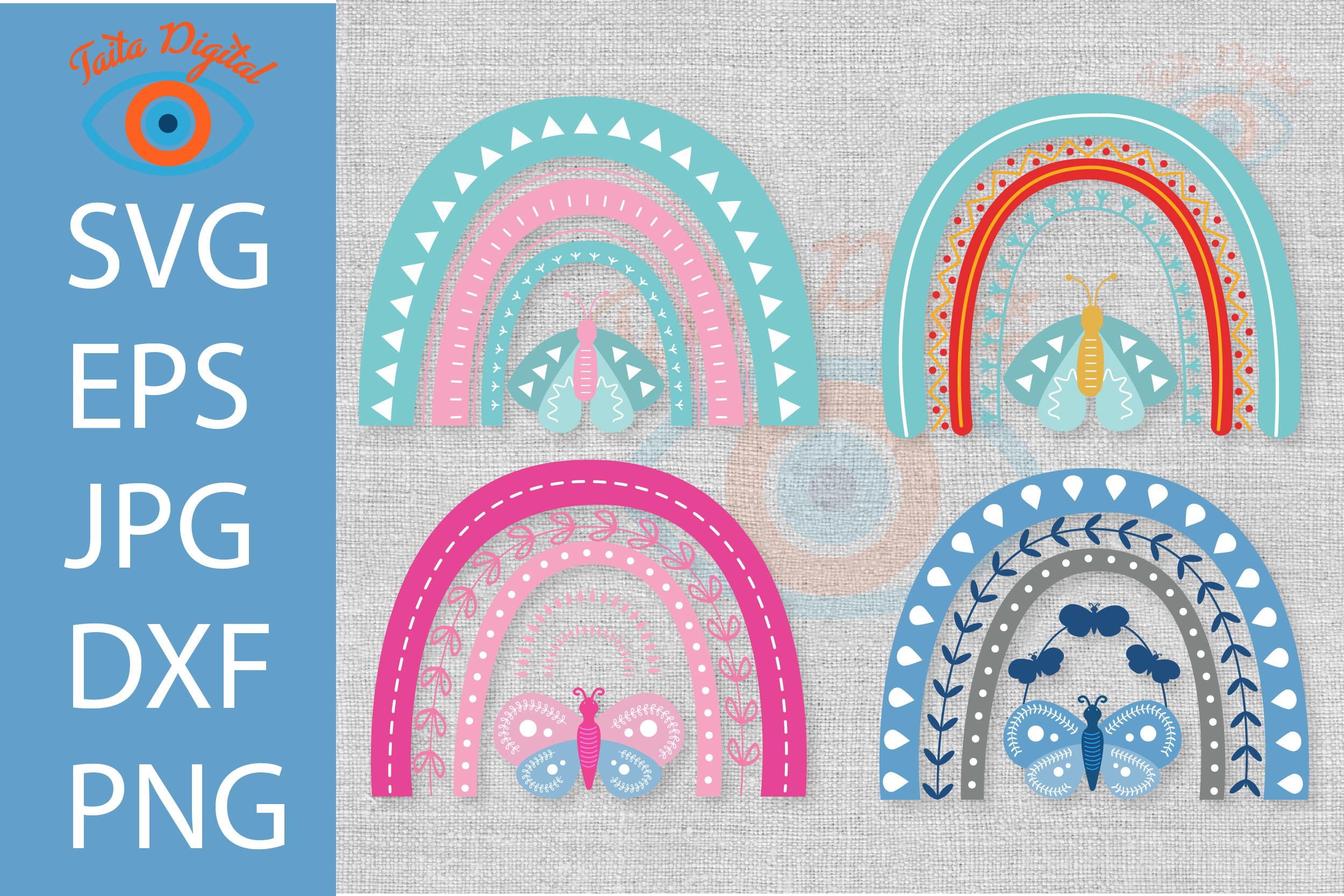 Boho Rainbow Butterfly Svg