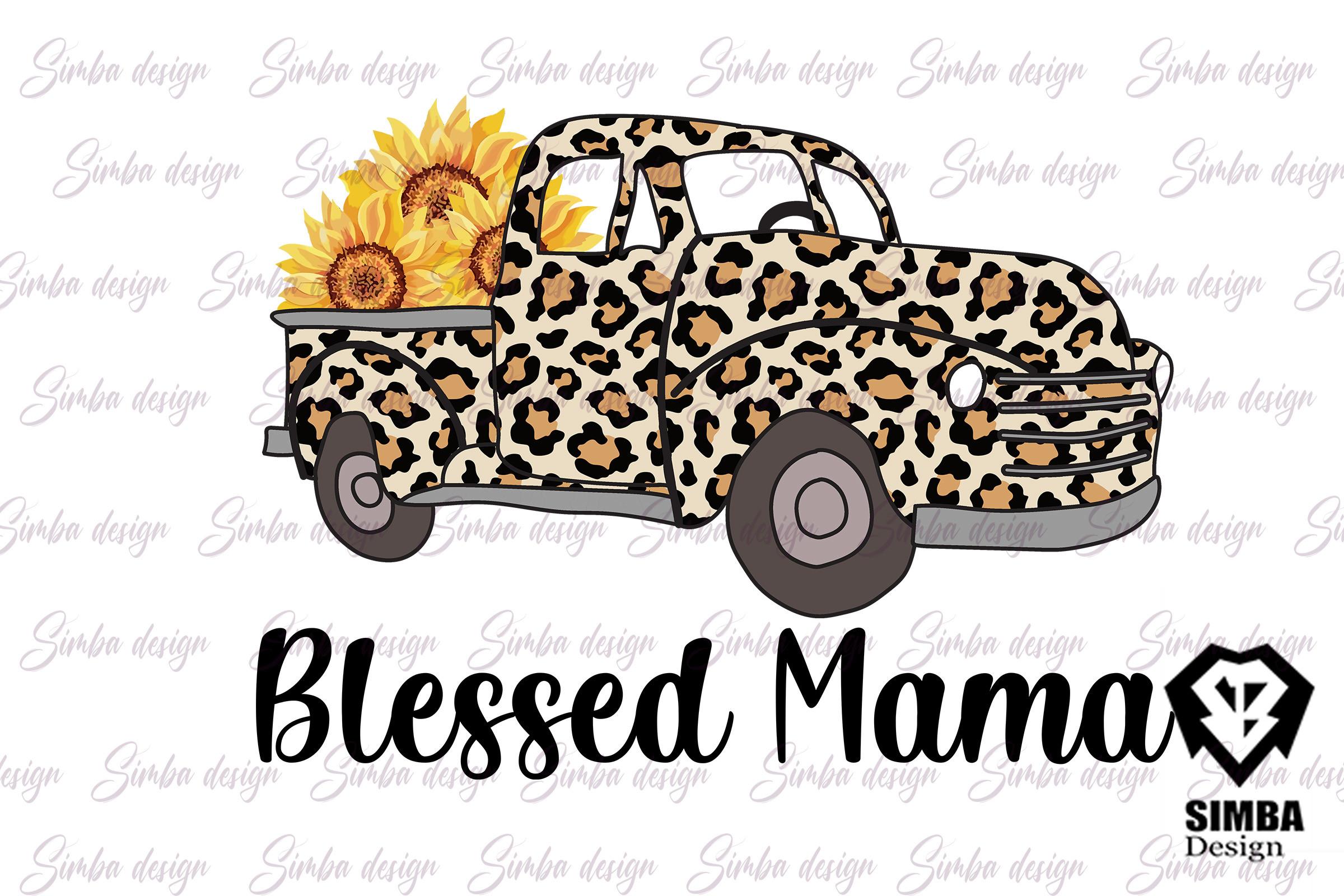 Blessed Mama Leopard Truck Sunflower
