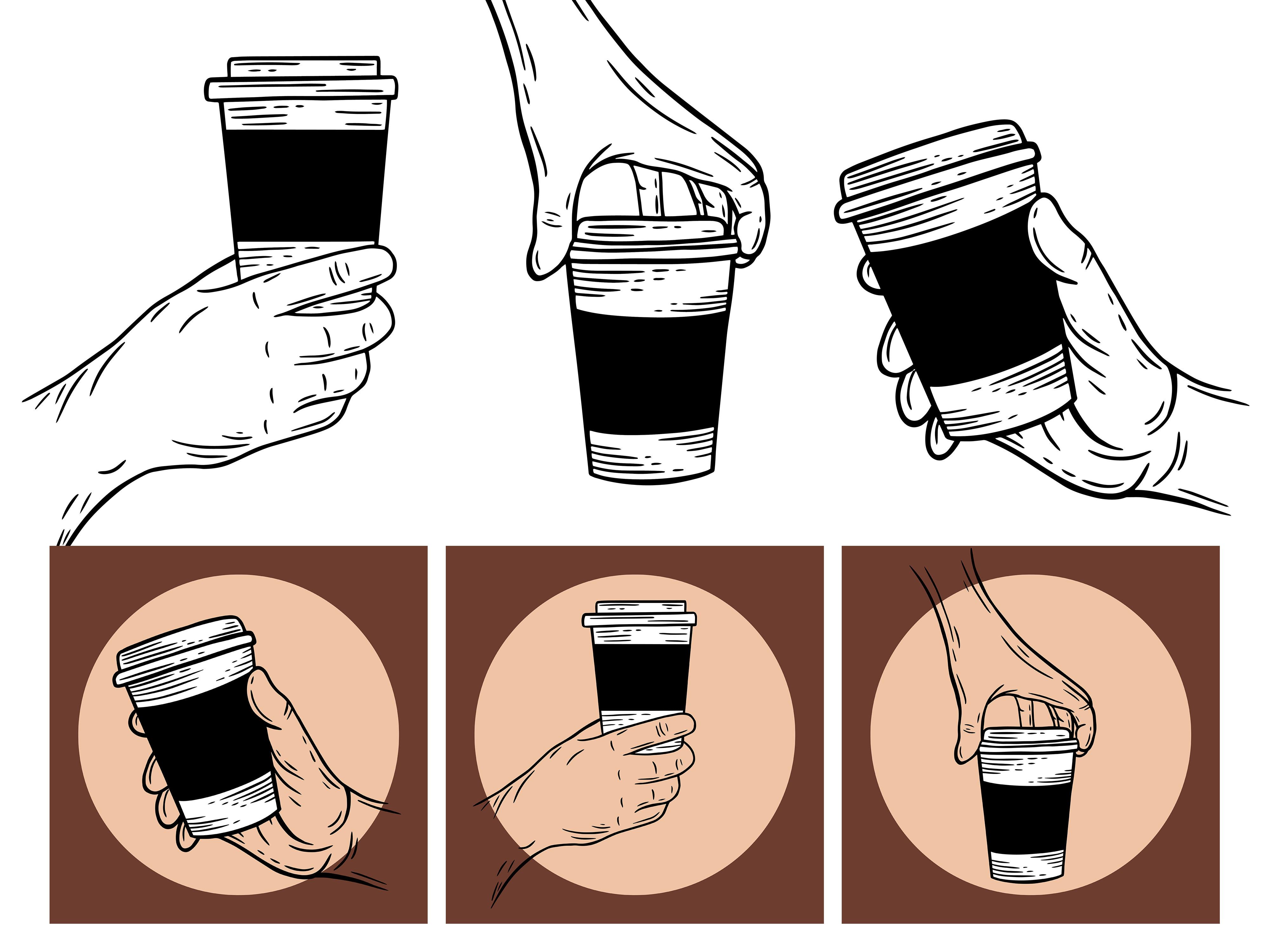 Set Line Art Drink Coffee Cup