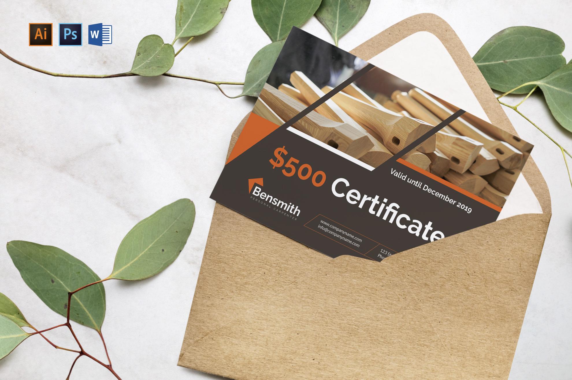 Carpenter Gift Certificate