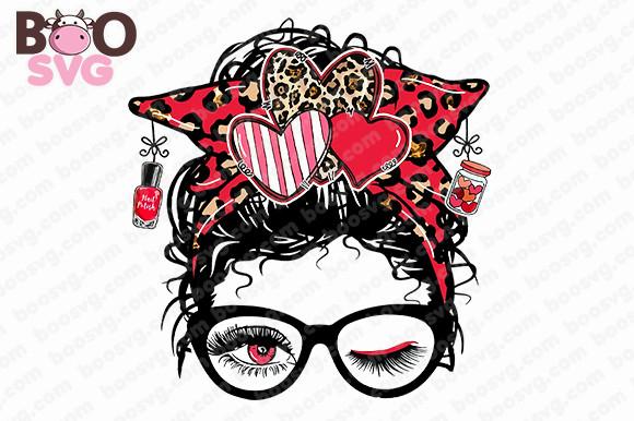 Valentine Day Nail Messy Bun