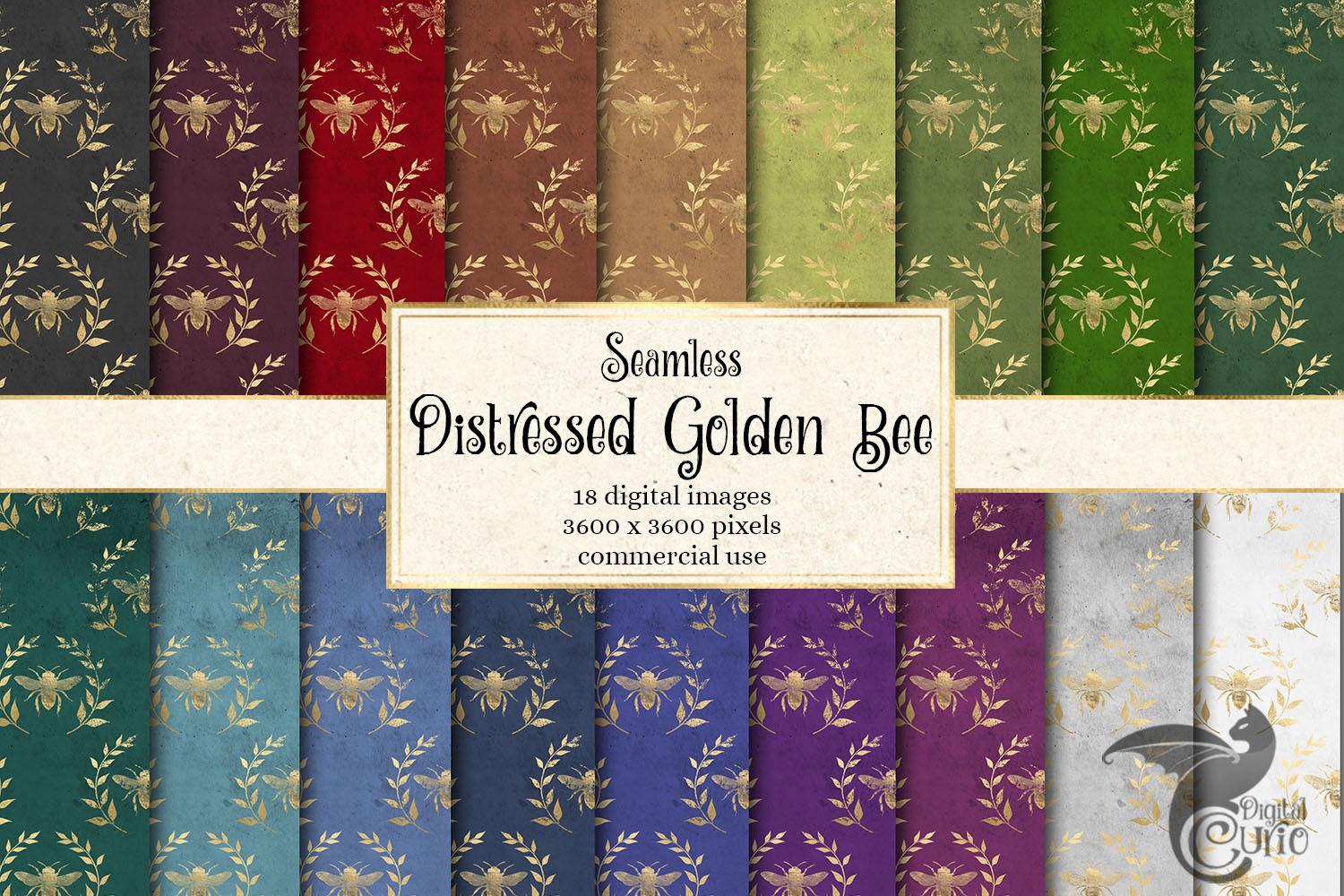 Distressed Golden Bee Digital Paper