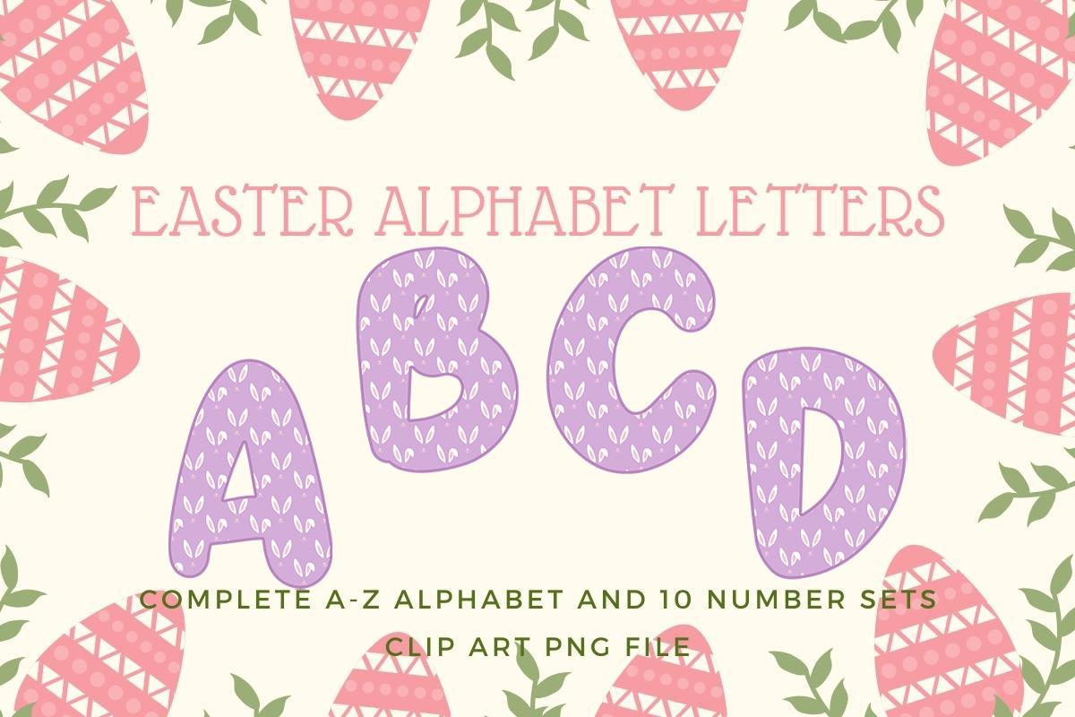 Easter Alphabet Doodle Bunny Purple Font