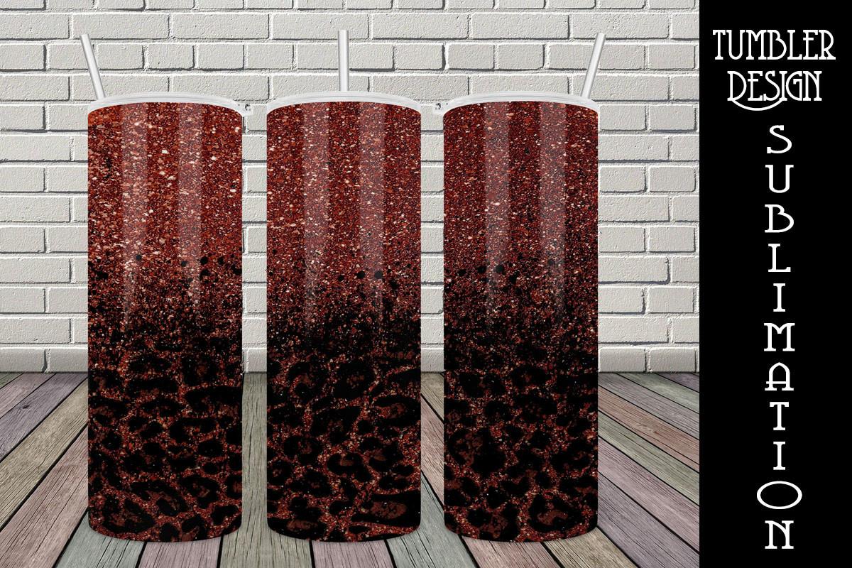 Tumbler Sublimation Leopard Glitter