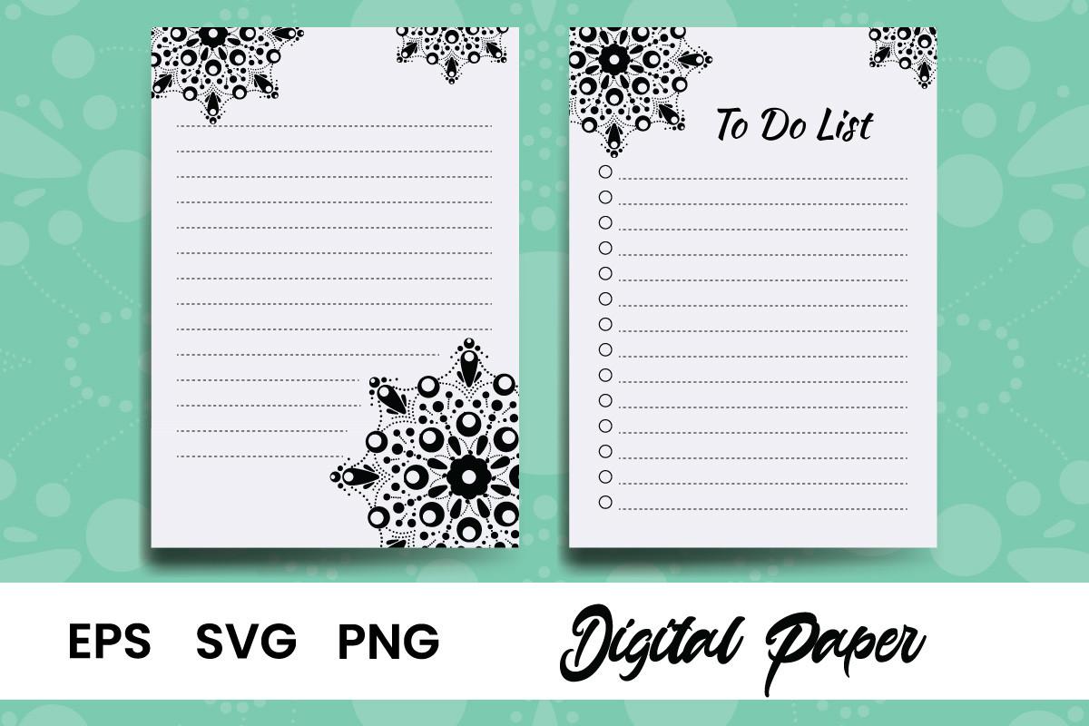 Digital Paper to Do List Planner Mandala