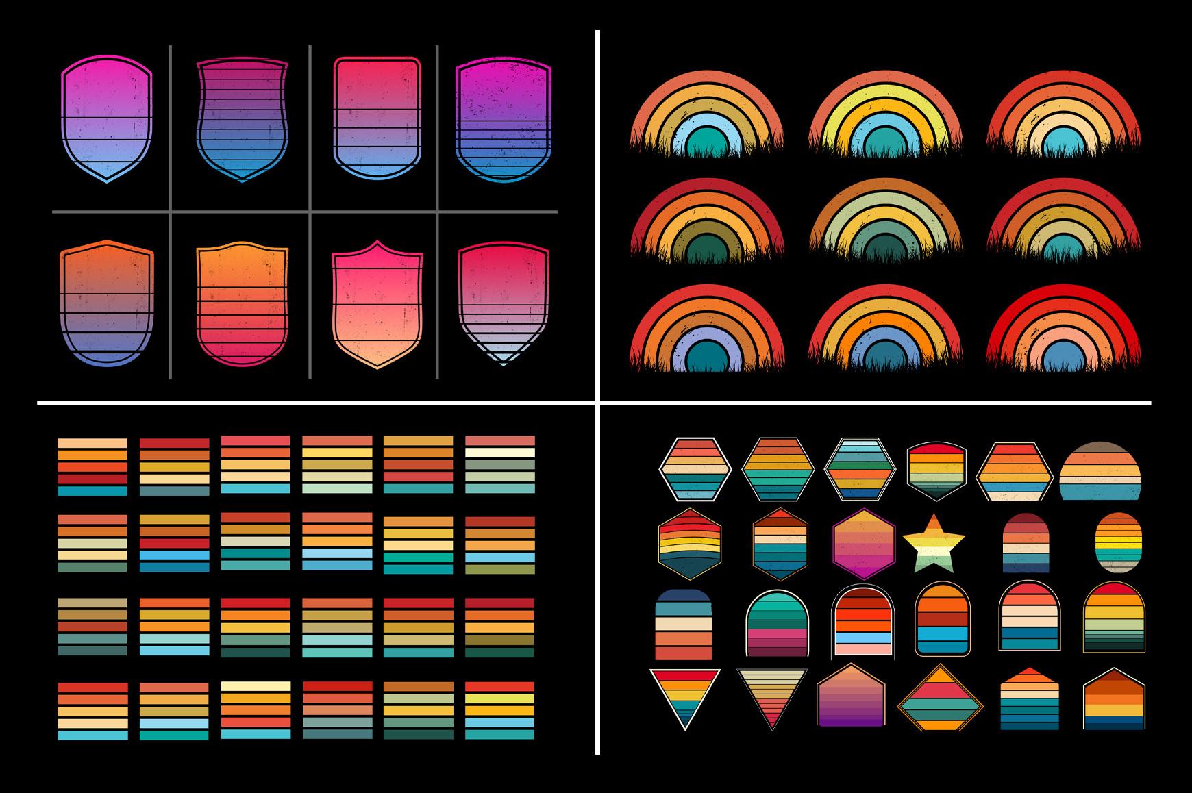 Vintage Retro Sunset for T-Shirt Design