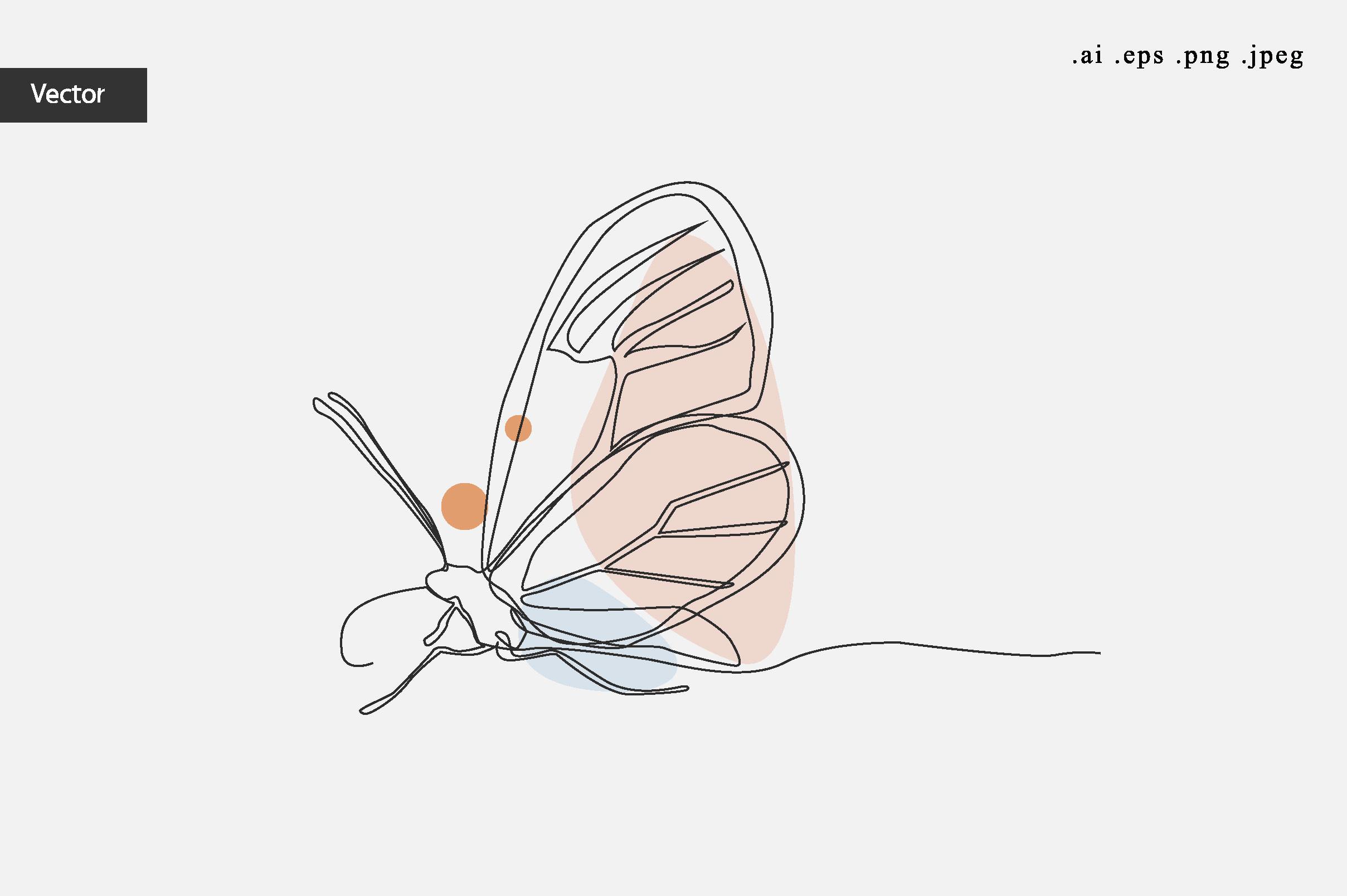 Simple Butterfly One Line Drawing