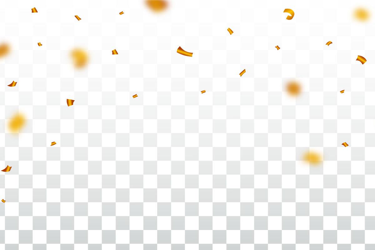 Golden Confetti and Ribbon Frame Vector