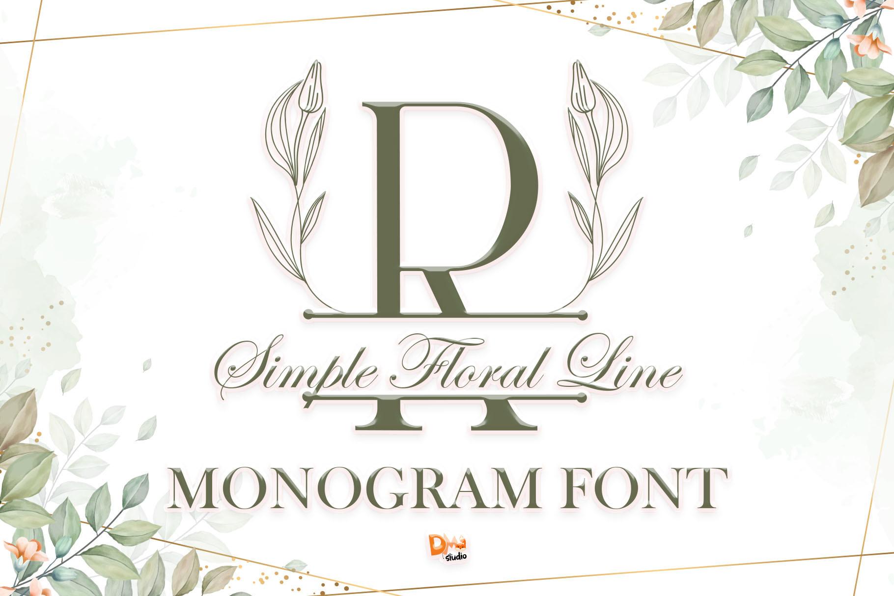 Simple Floral Line Monogram Font