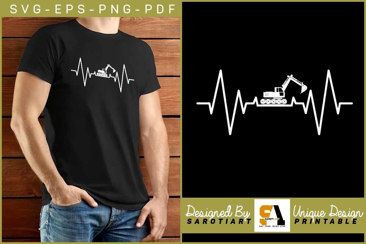 Excavator with Heartbeat Vector Design