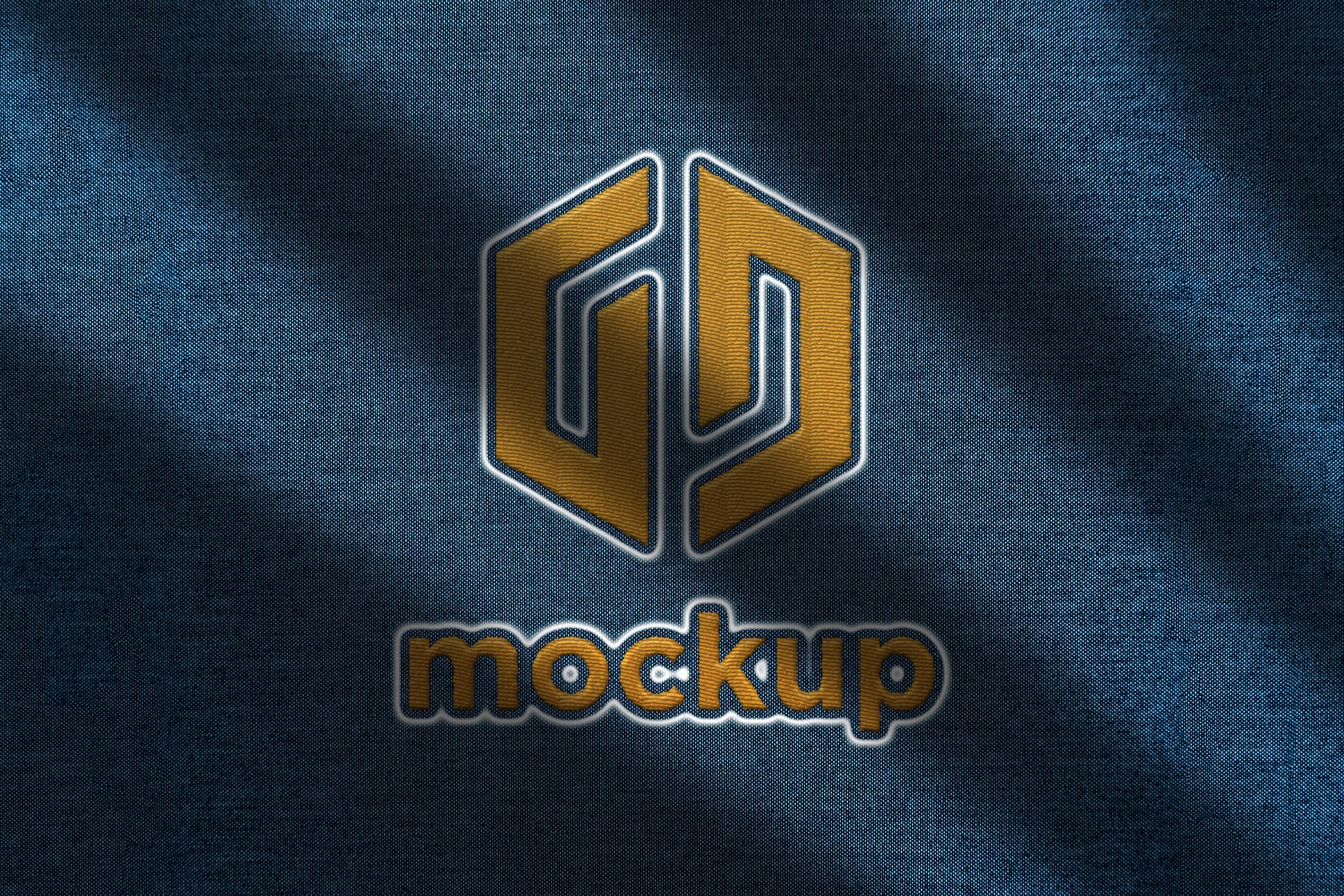 Fabric Logo Mockup with Window Sunlight