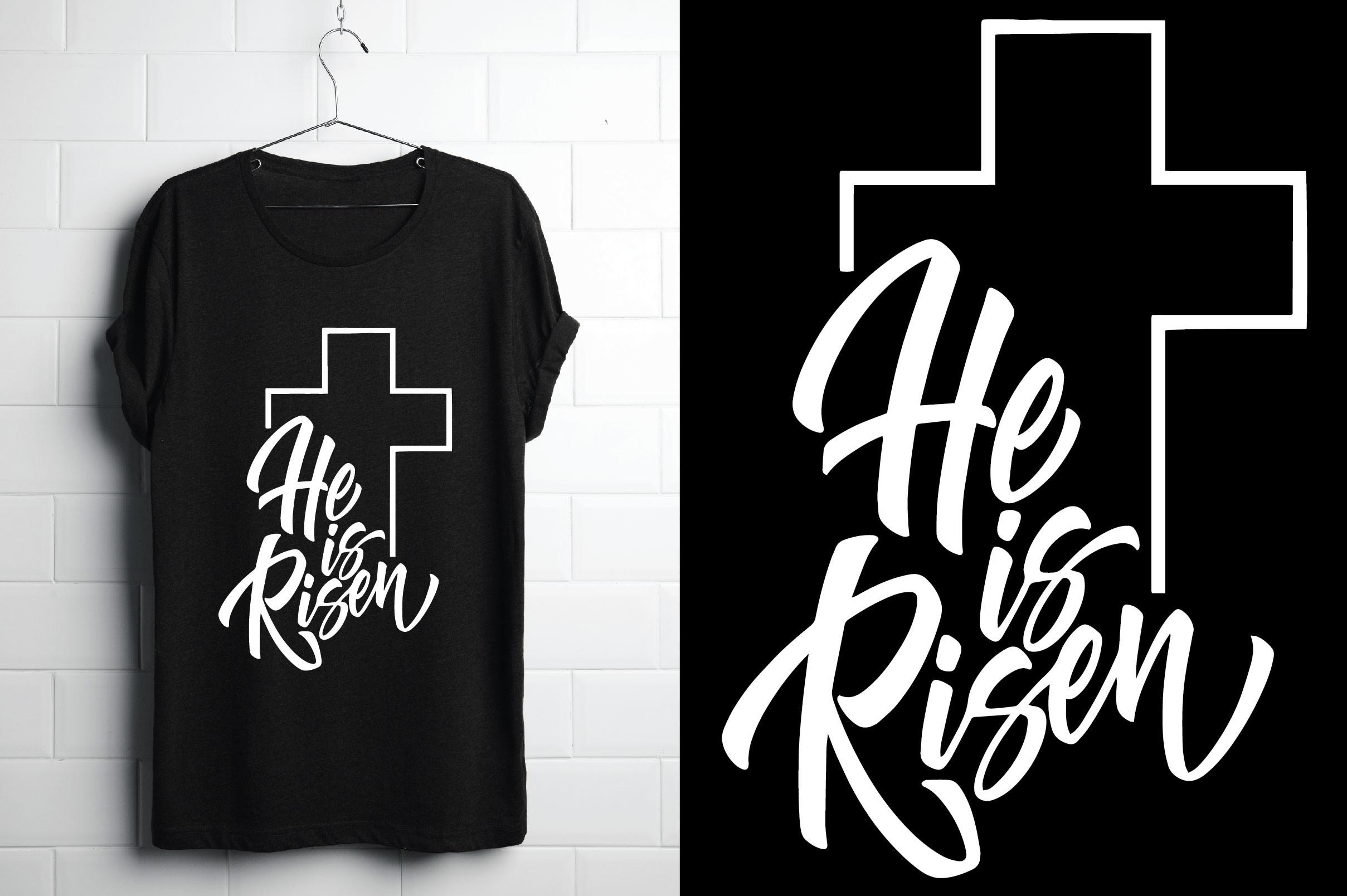 He is Risen. Christen Typography T Shirt