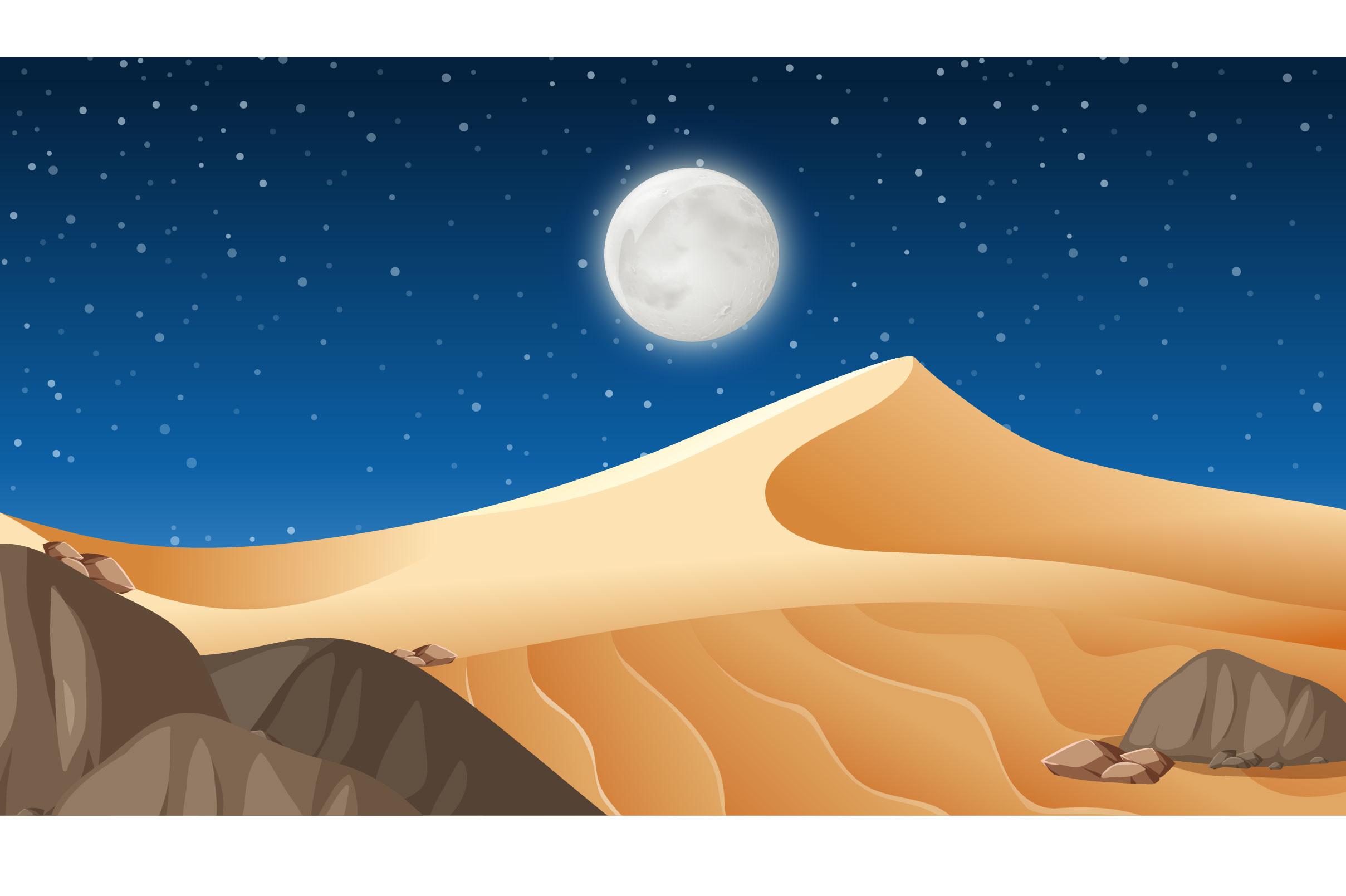 Desert-forest-landscape-night-scene