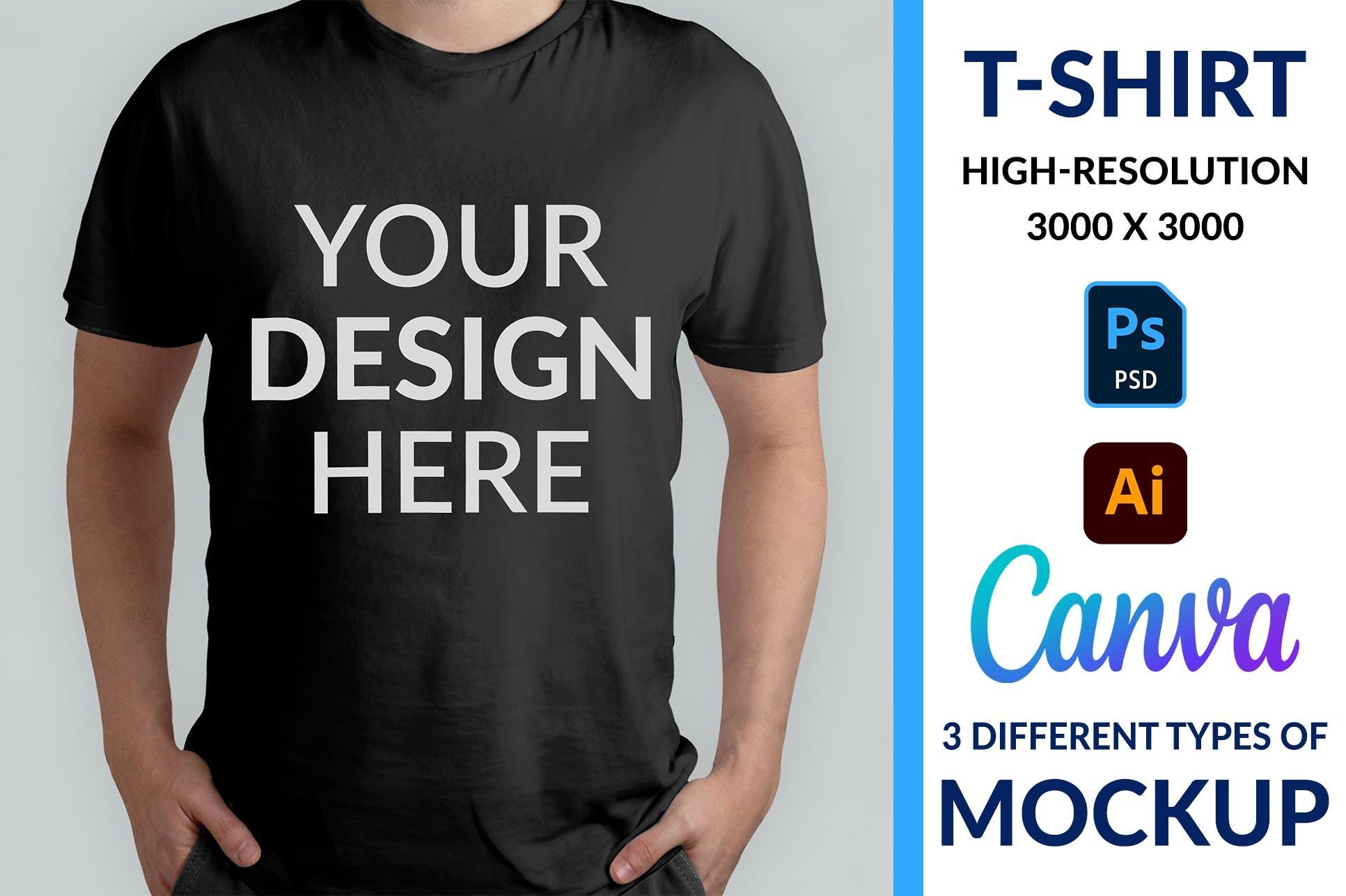 Black Bella Canvas 3001 Mockup T Shirt
