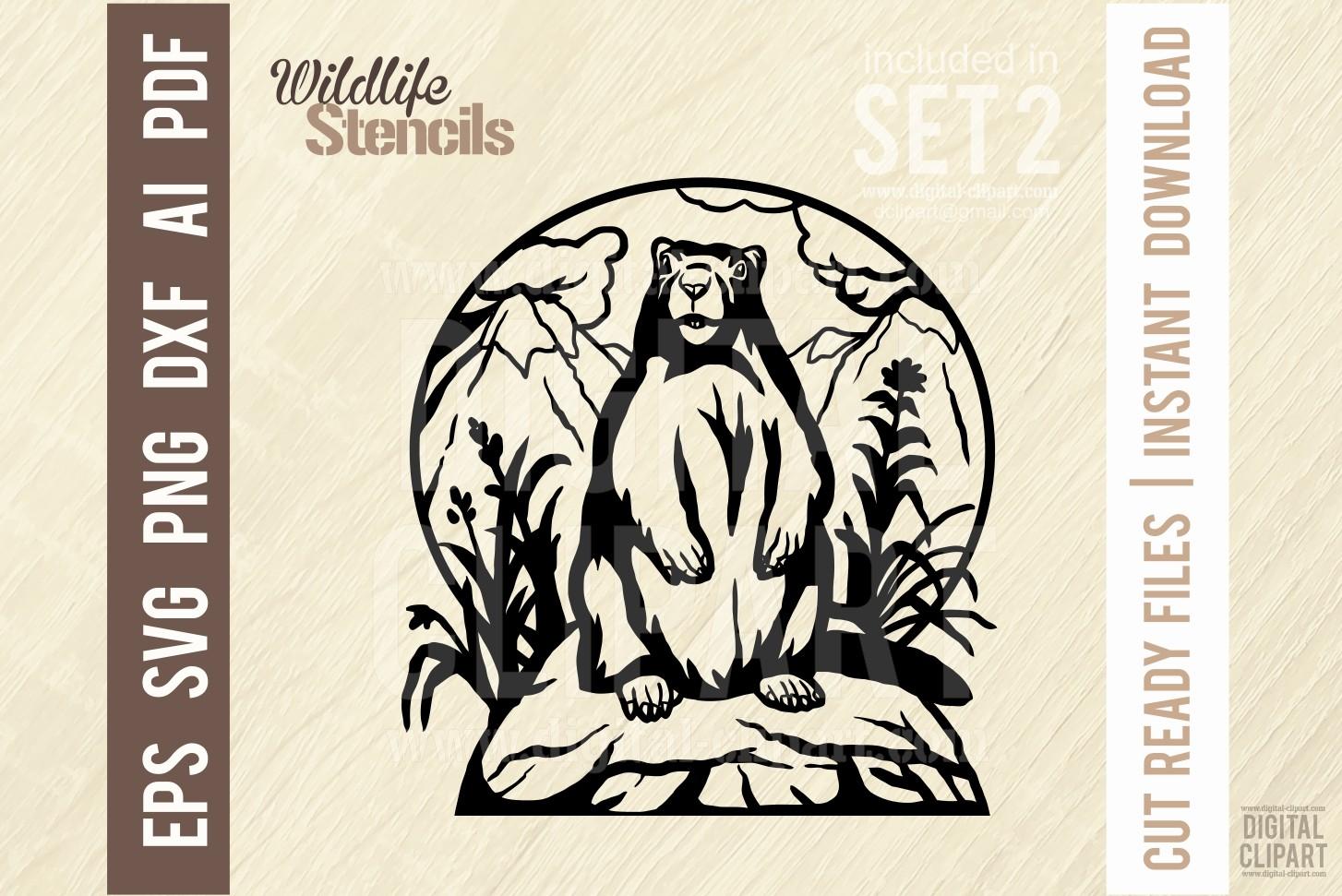 Badger - Wildlife Stencil - Cut SVG