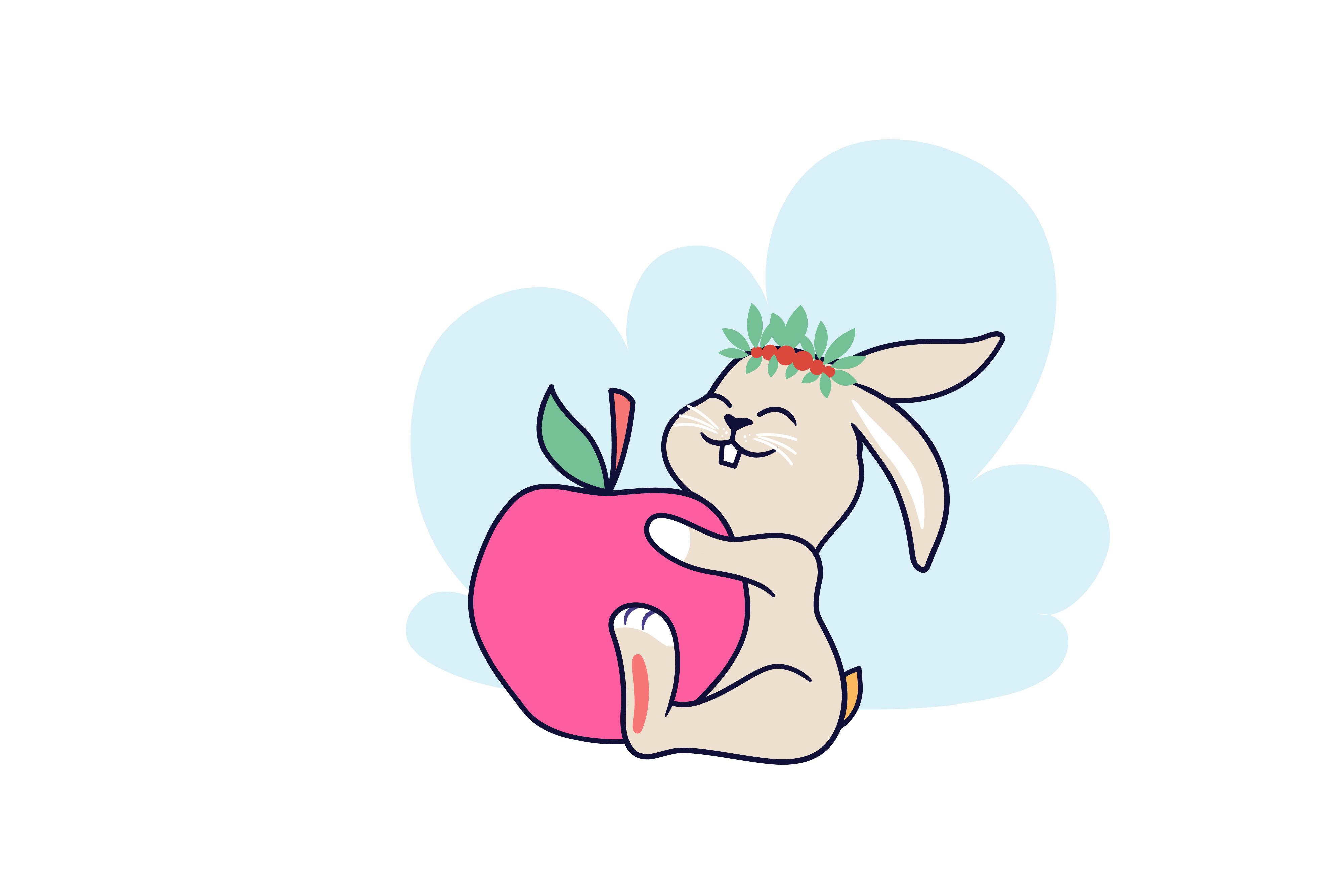 Sticker Animal Hugging Food