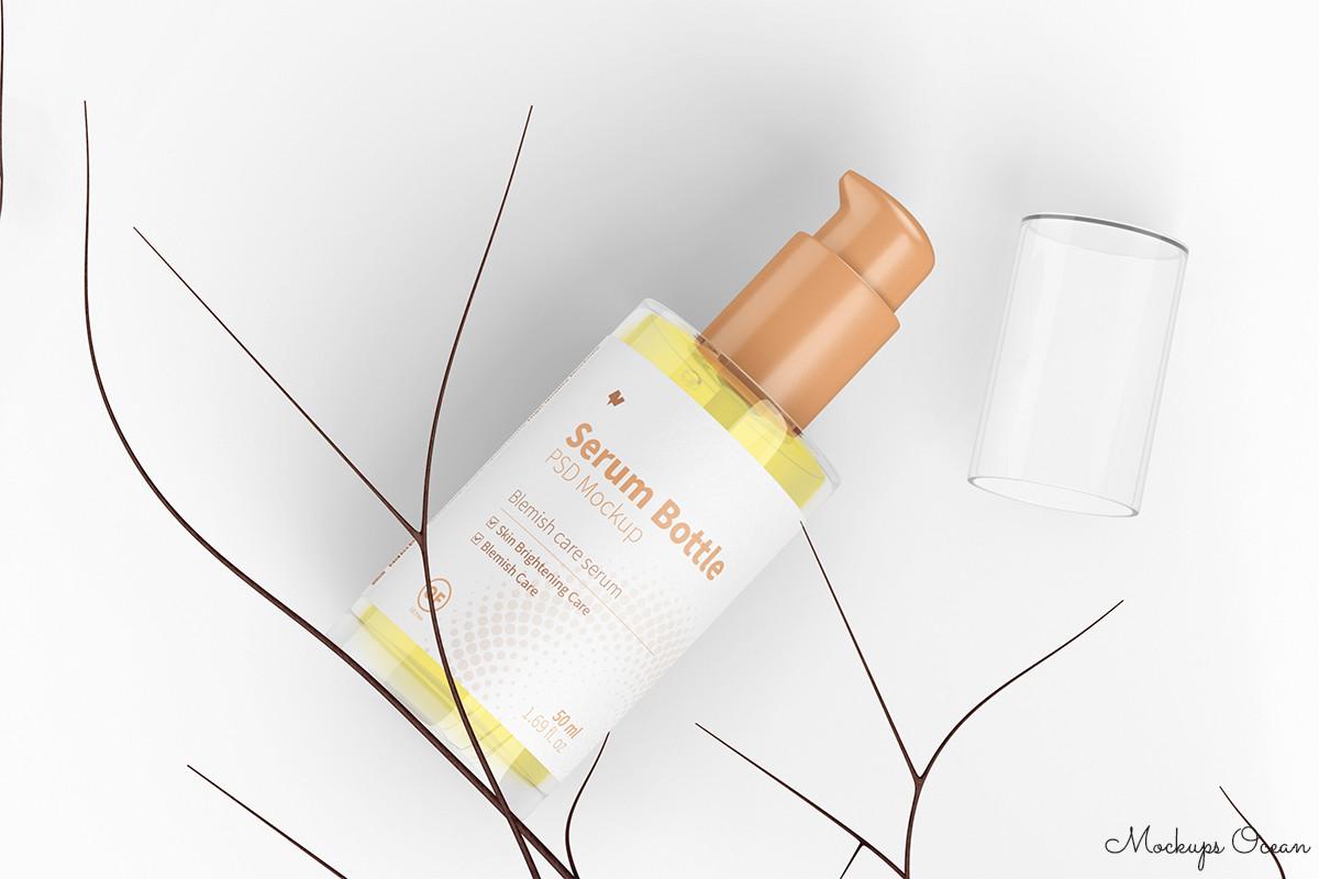 Glass Pump Serum Bottle Mockup